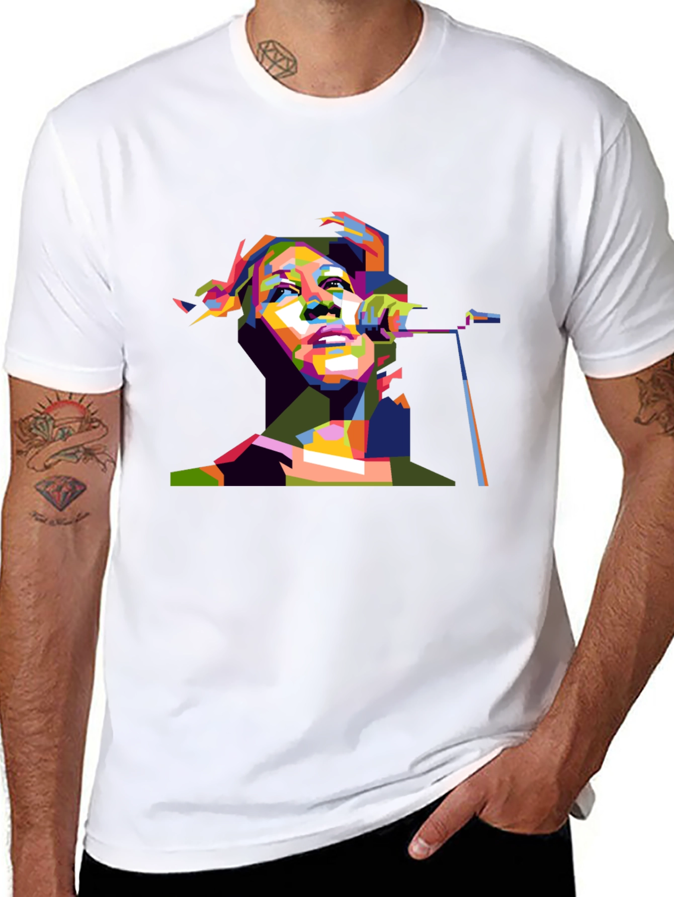 Pop Art Singer Graphic Black T-Shirt