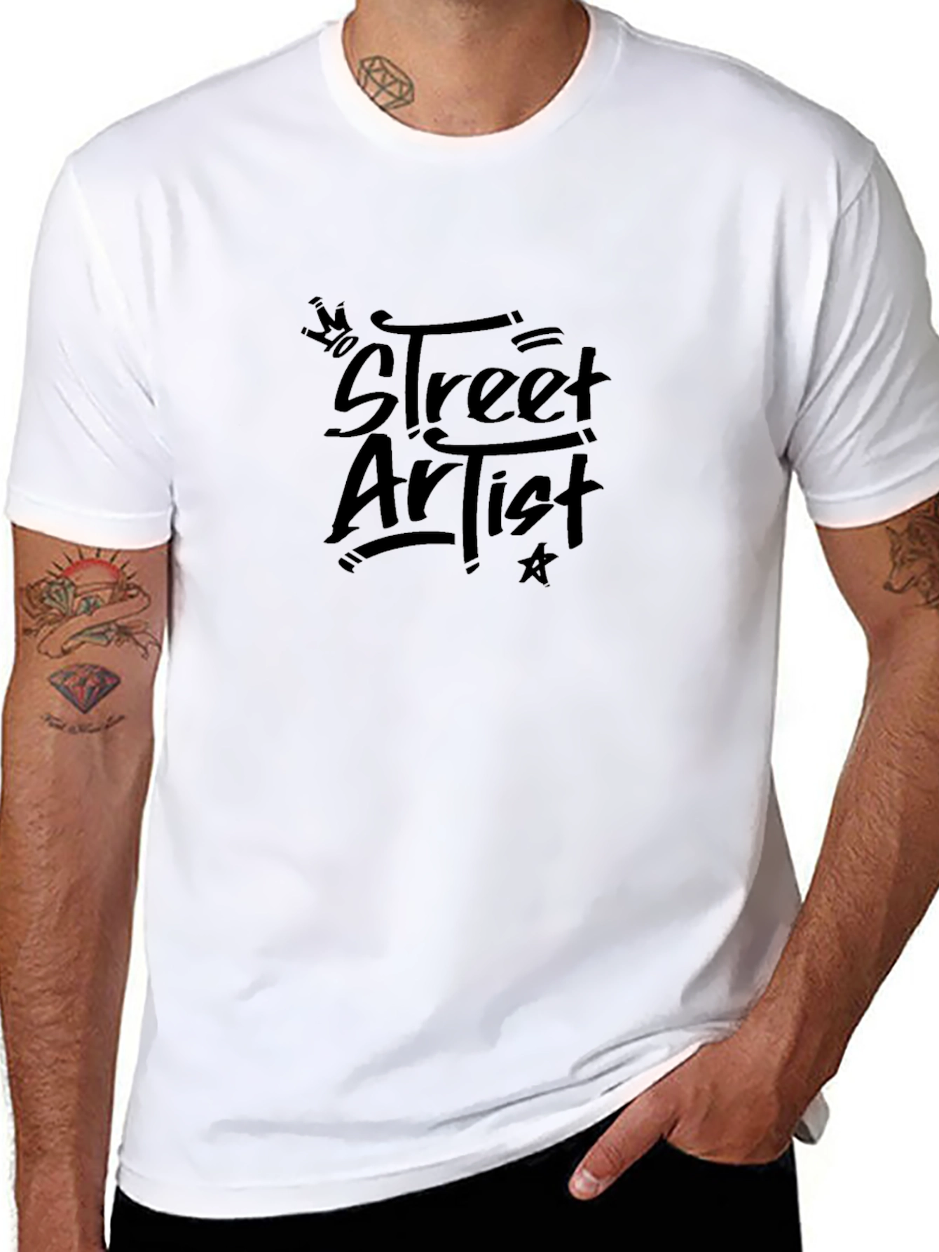 Mens Black Street Artist Graphic T-Shirt