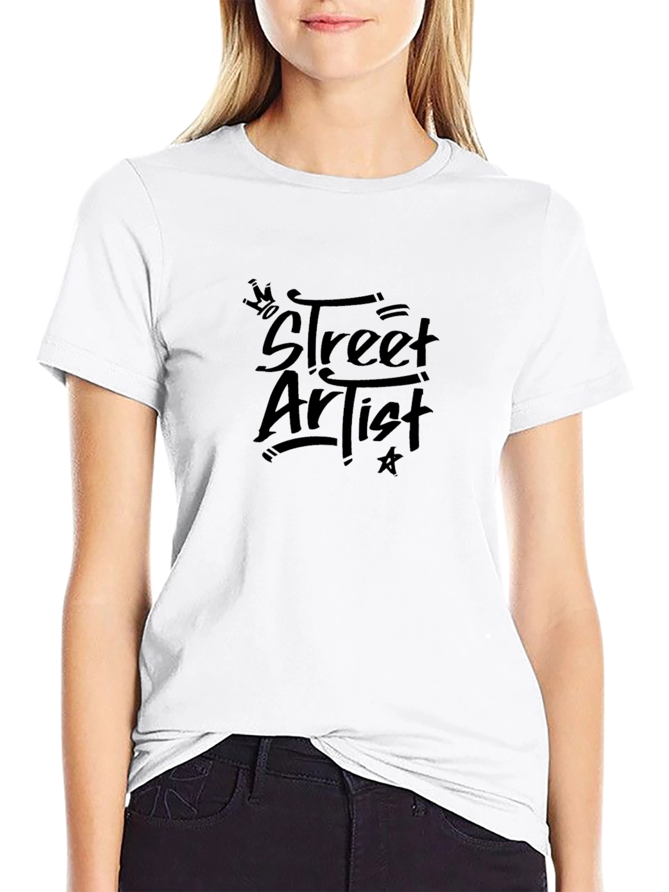 Mens Black Street Artist Graphic T-Shirt