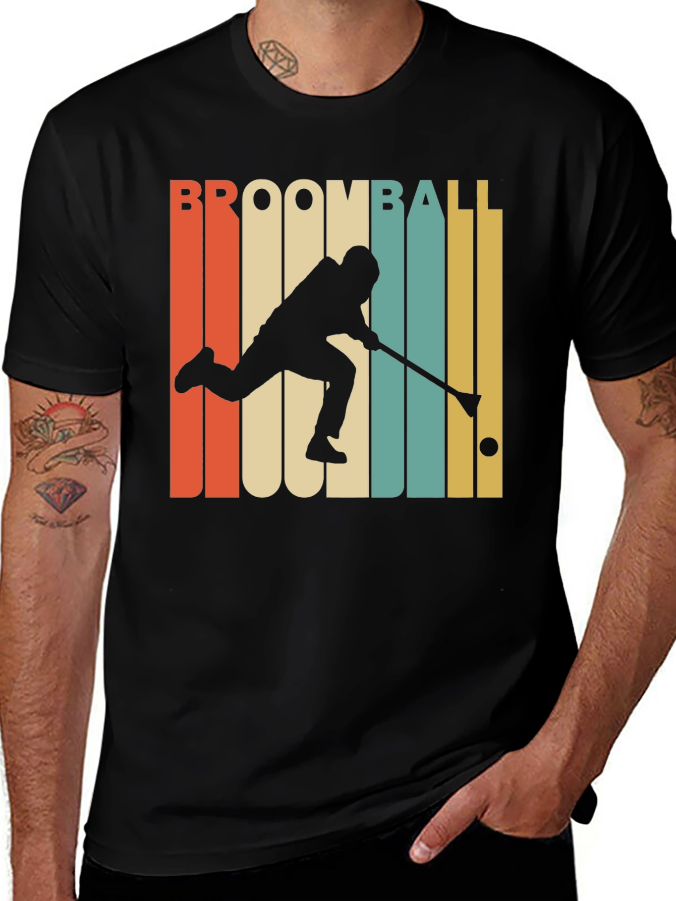 Retro Broomball Player T-Shirt