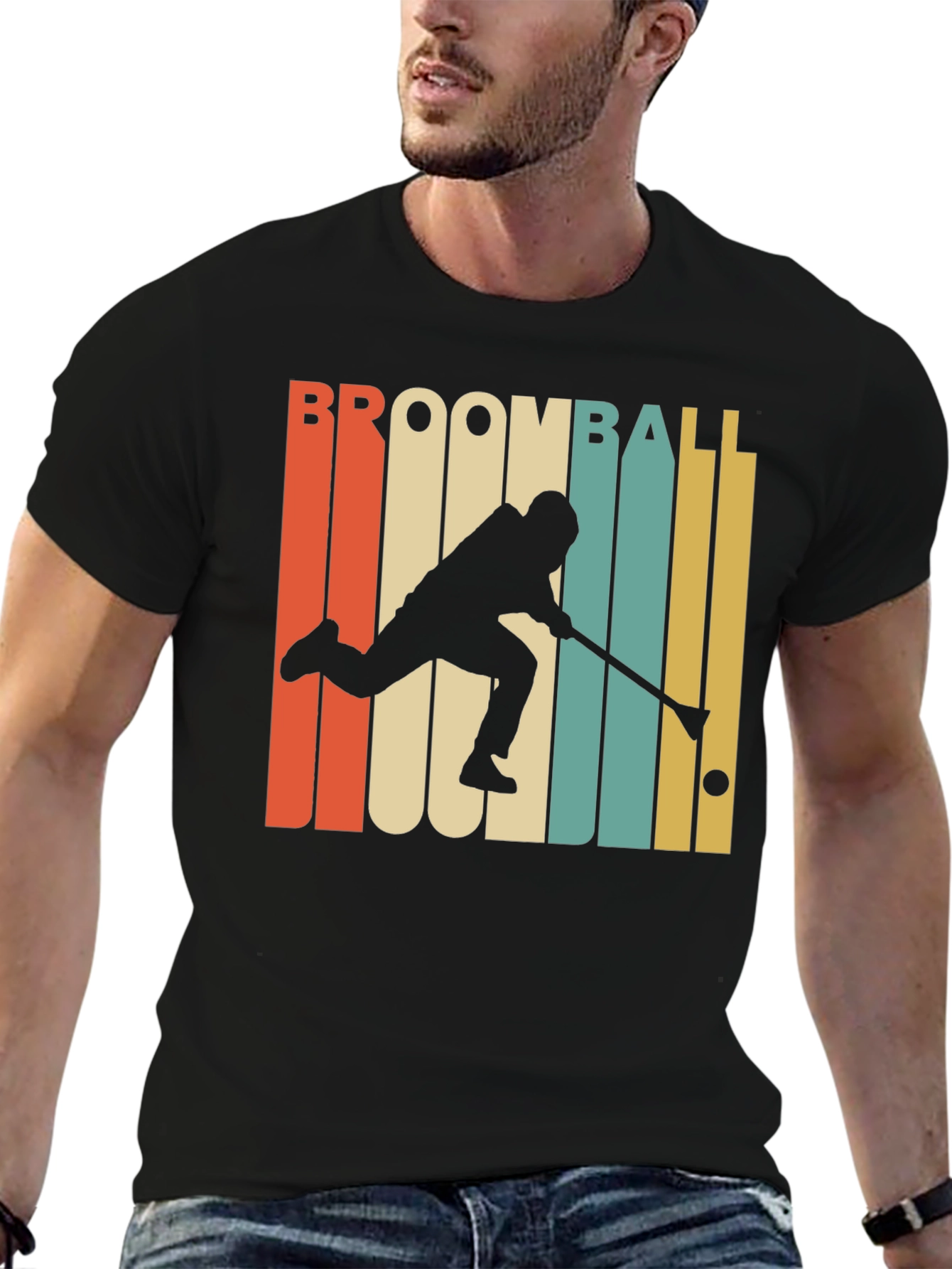 Retro Broomball Player T-Shirt