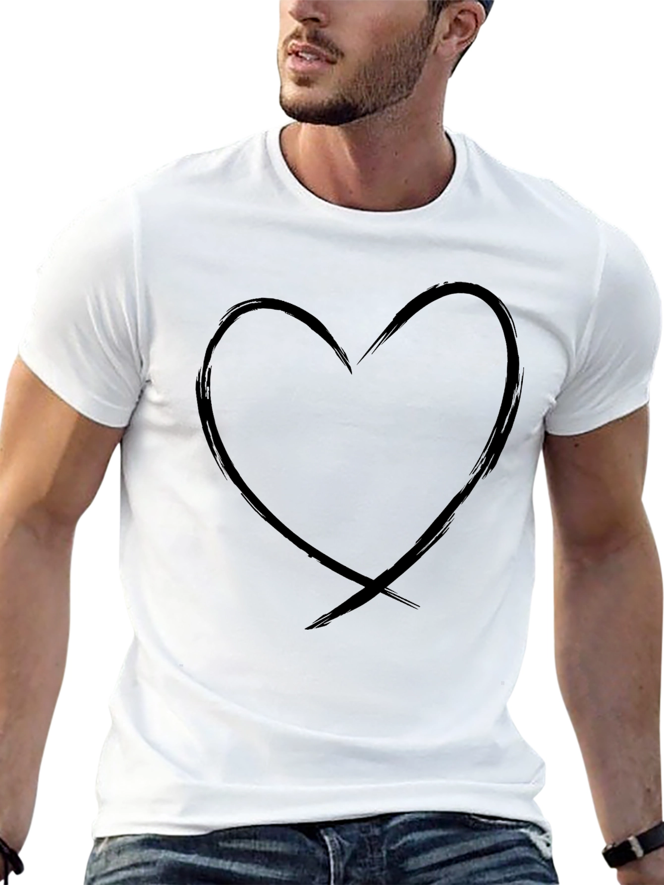 Heart Graphic Black T-Shirt - Casual Style