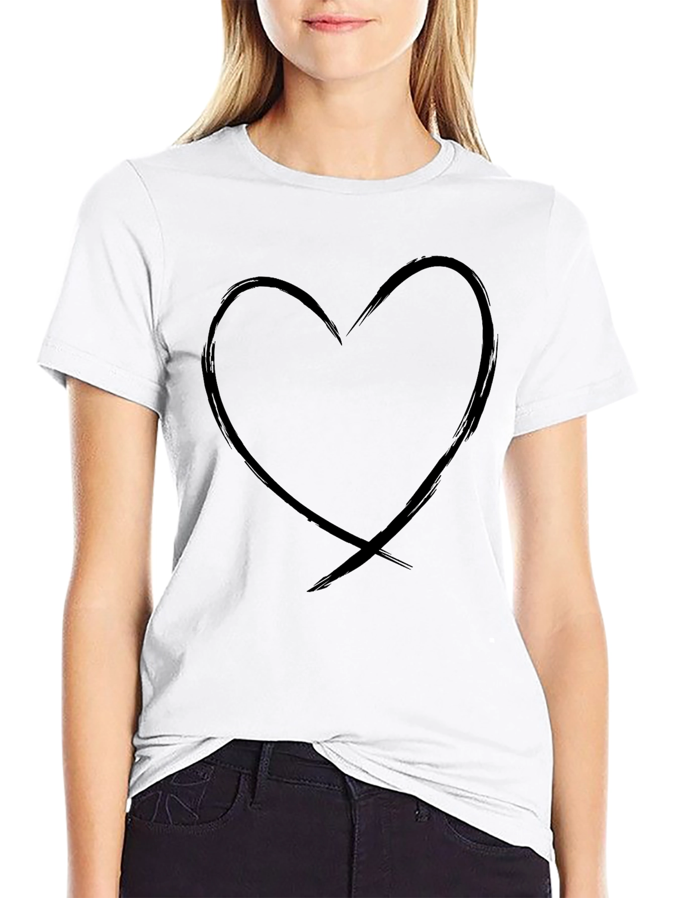 Heart Graphic Black T-Shirt - Casual Style