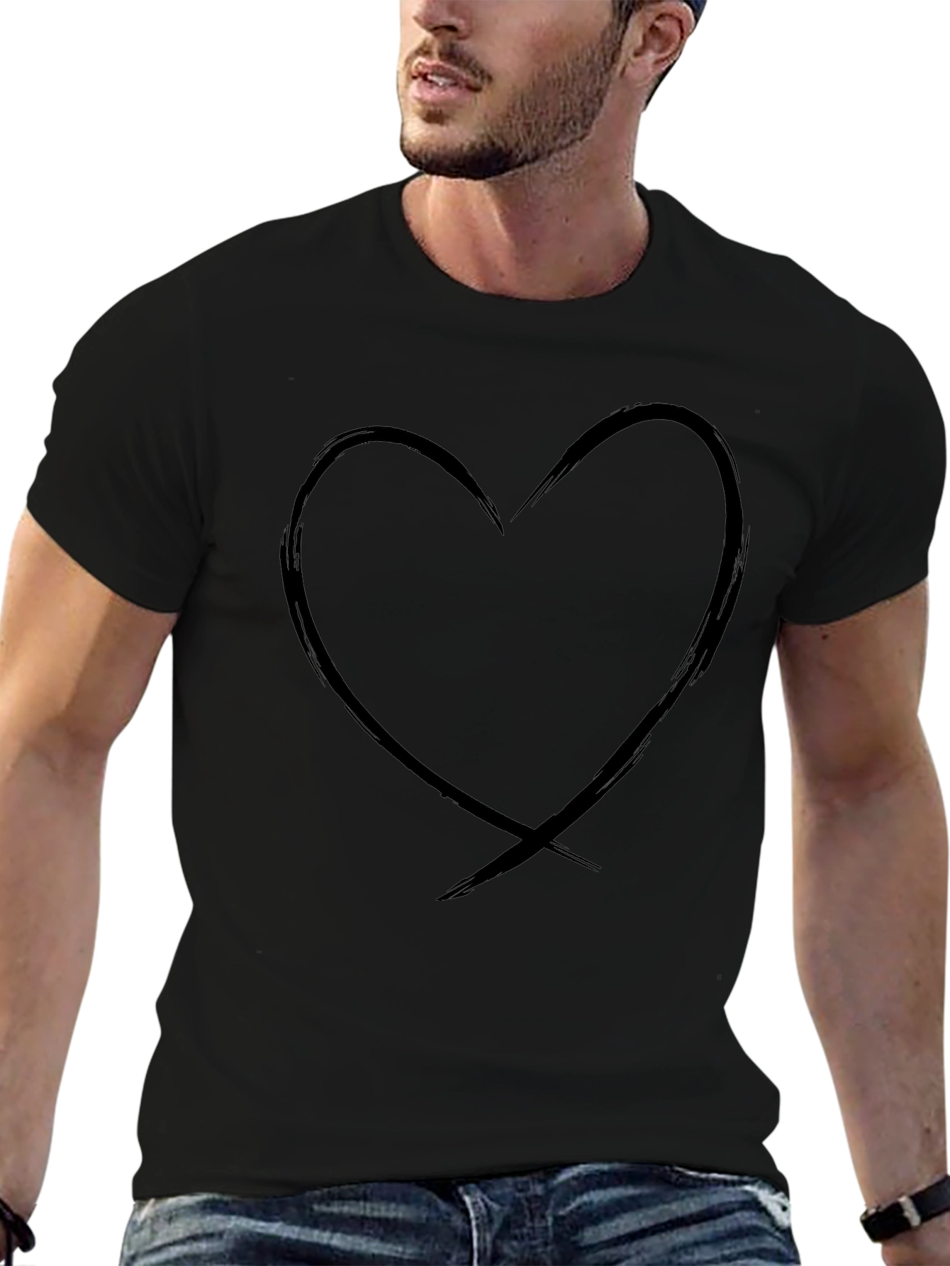 Heart Graphic Black T-Shirt - Casual Style