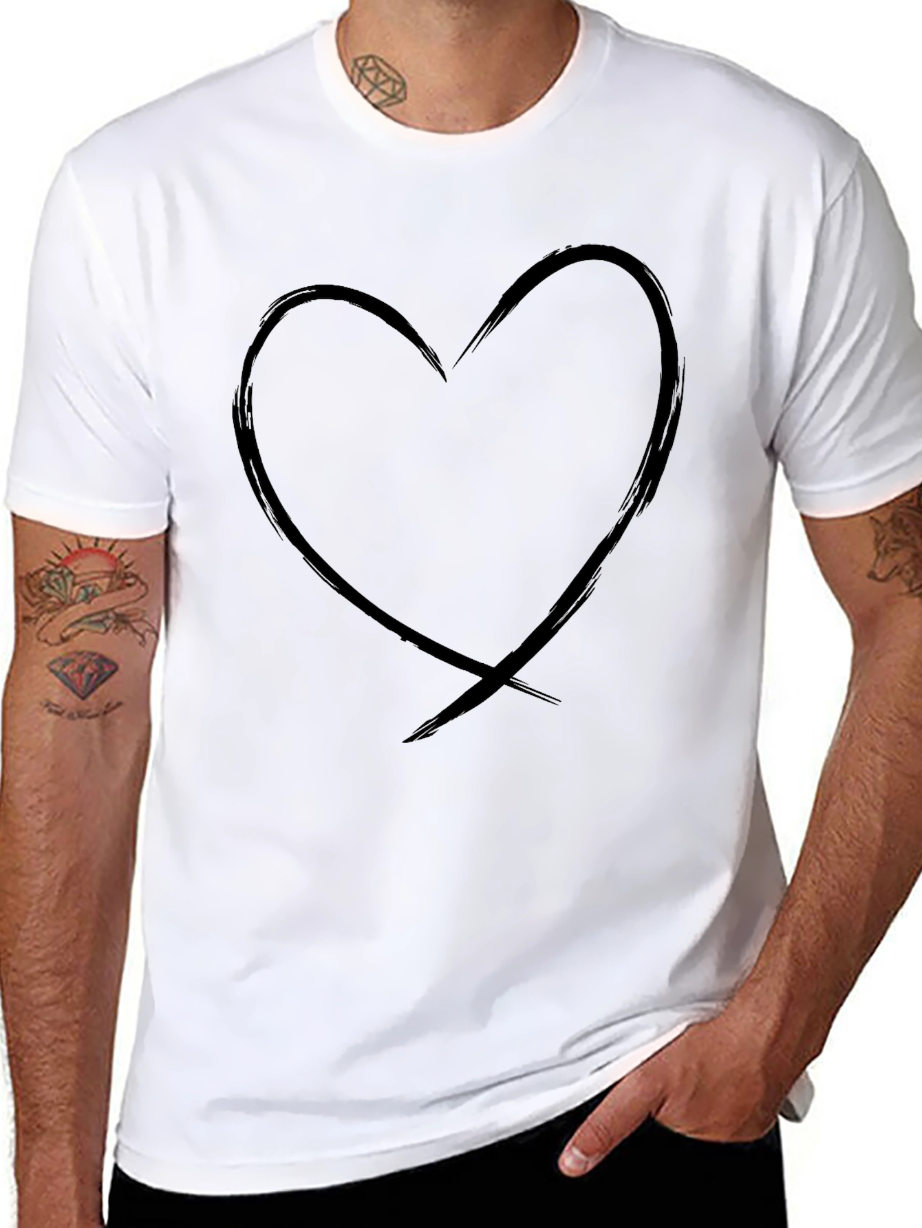 Heart Graphic Black T-Shirt - Casual Style