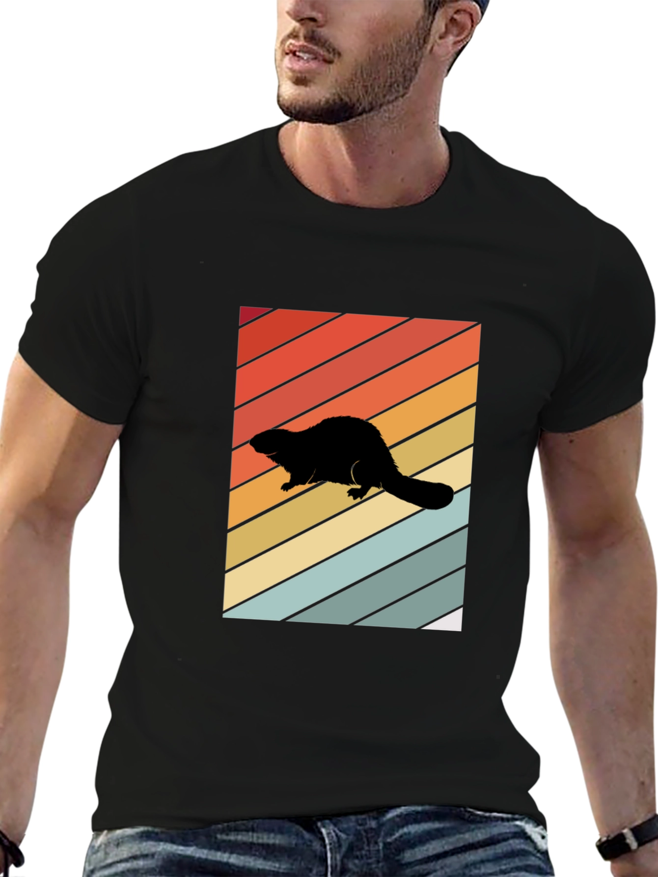 Retro Beaver Silhouette T-Shirt