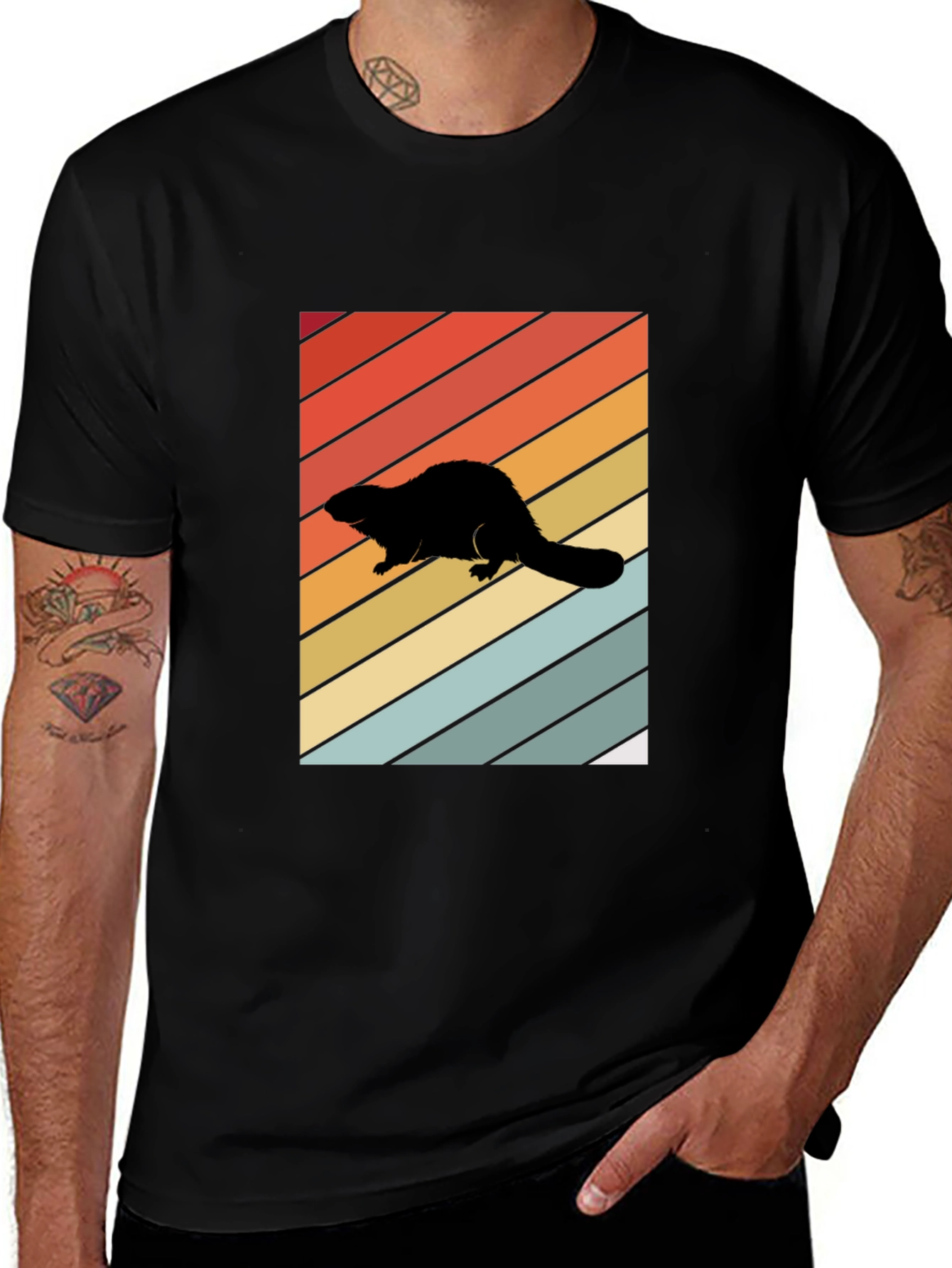 Retro Beaver Silhouette T-Shirt