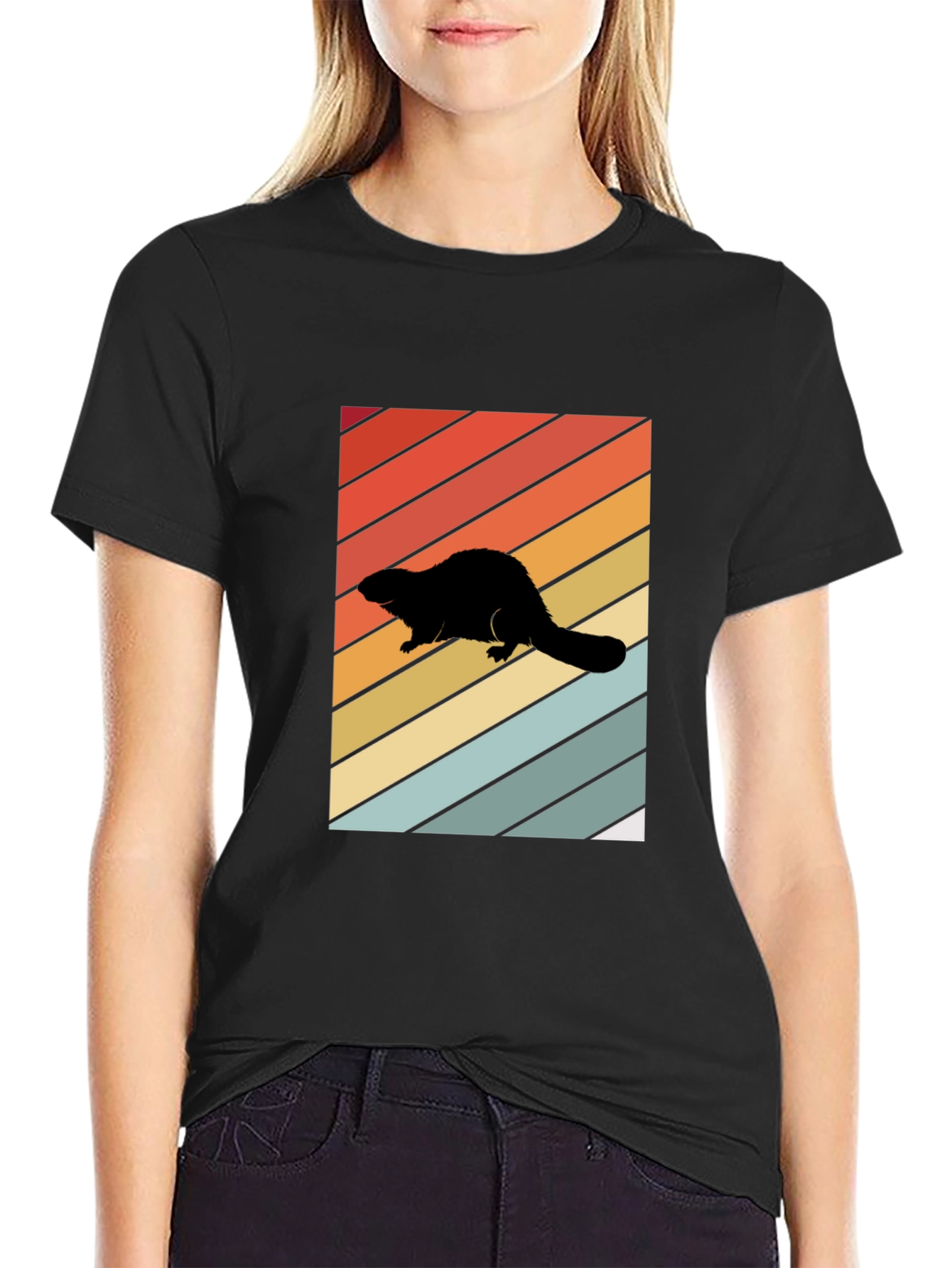 Retro Beaver Silhouette T-Shirt
