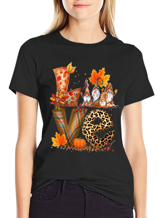 Fall Thanksgiving Gnome Leopard Print Shirt