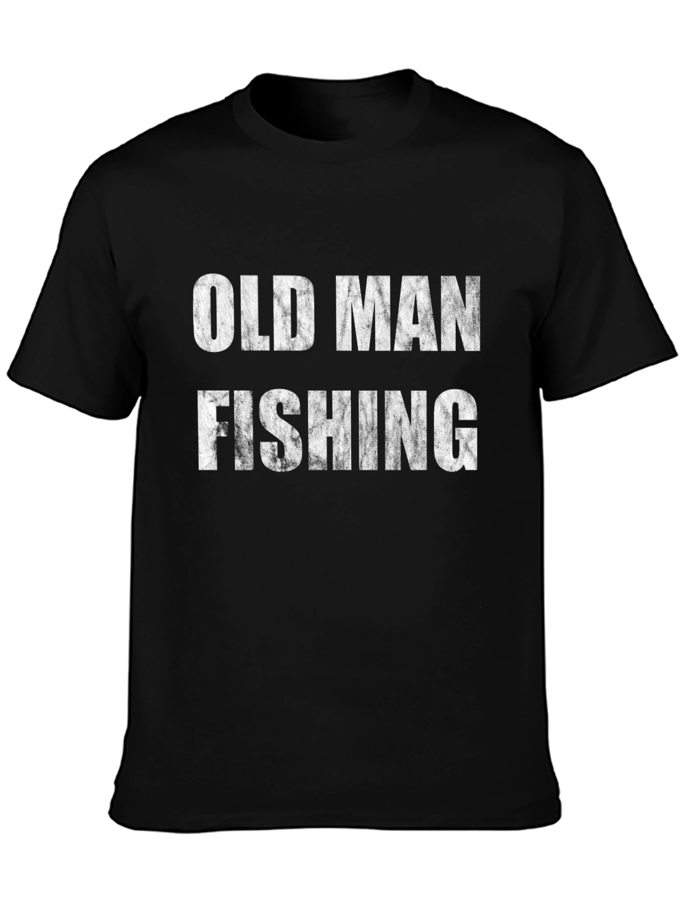Old Man Fishing Black T-Shirt