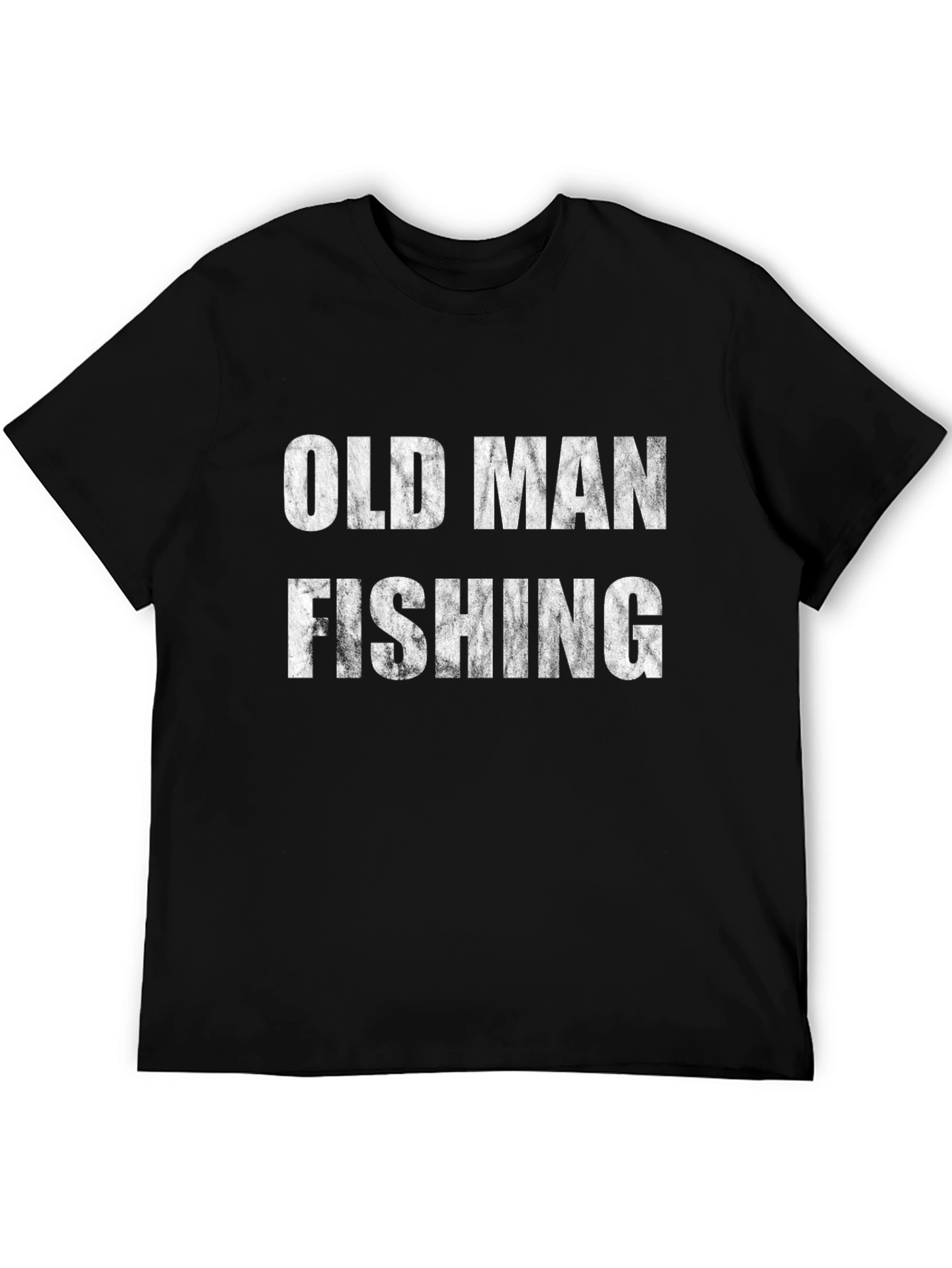 Old Man Fishing Black T-Shirt