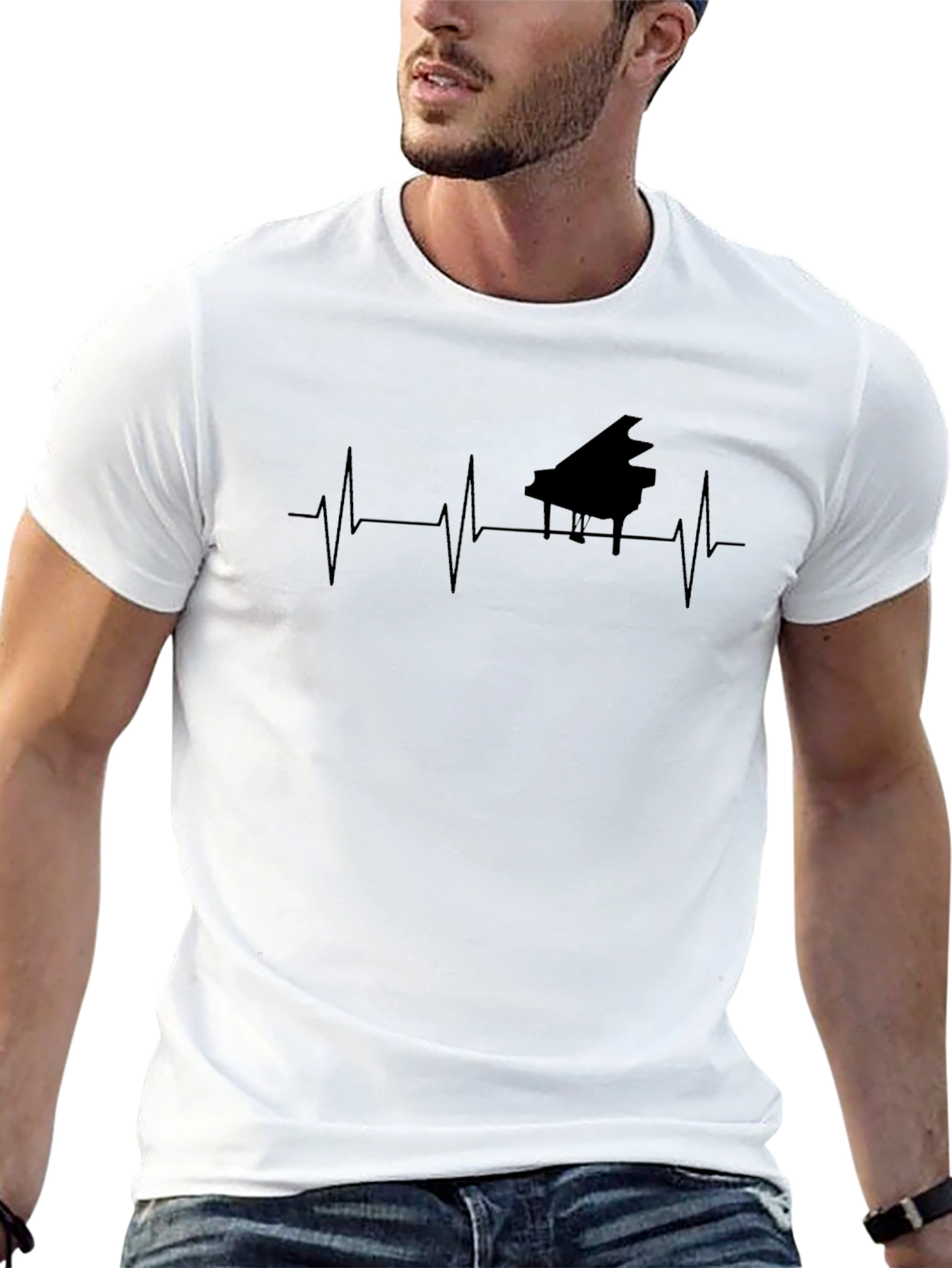 Piano Heartbeat Graphic Tee - Music Lovers Shirt