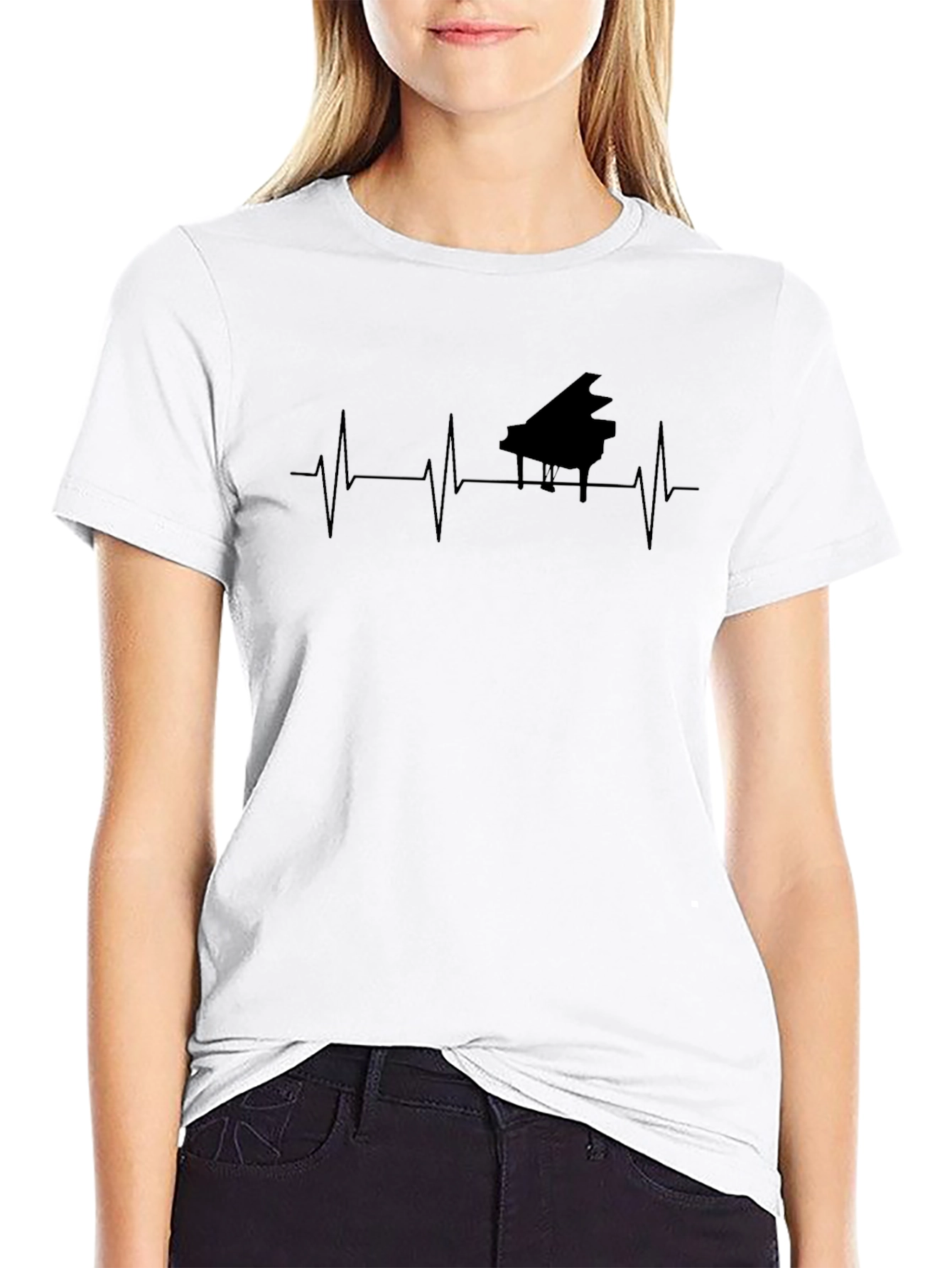 Piano Heartbeat Graphic Tee - Music Lovers Shirt
