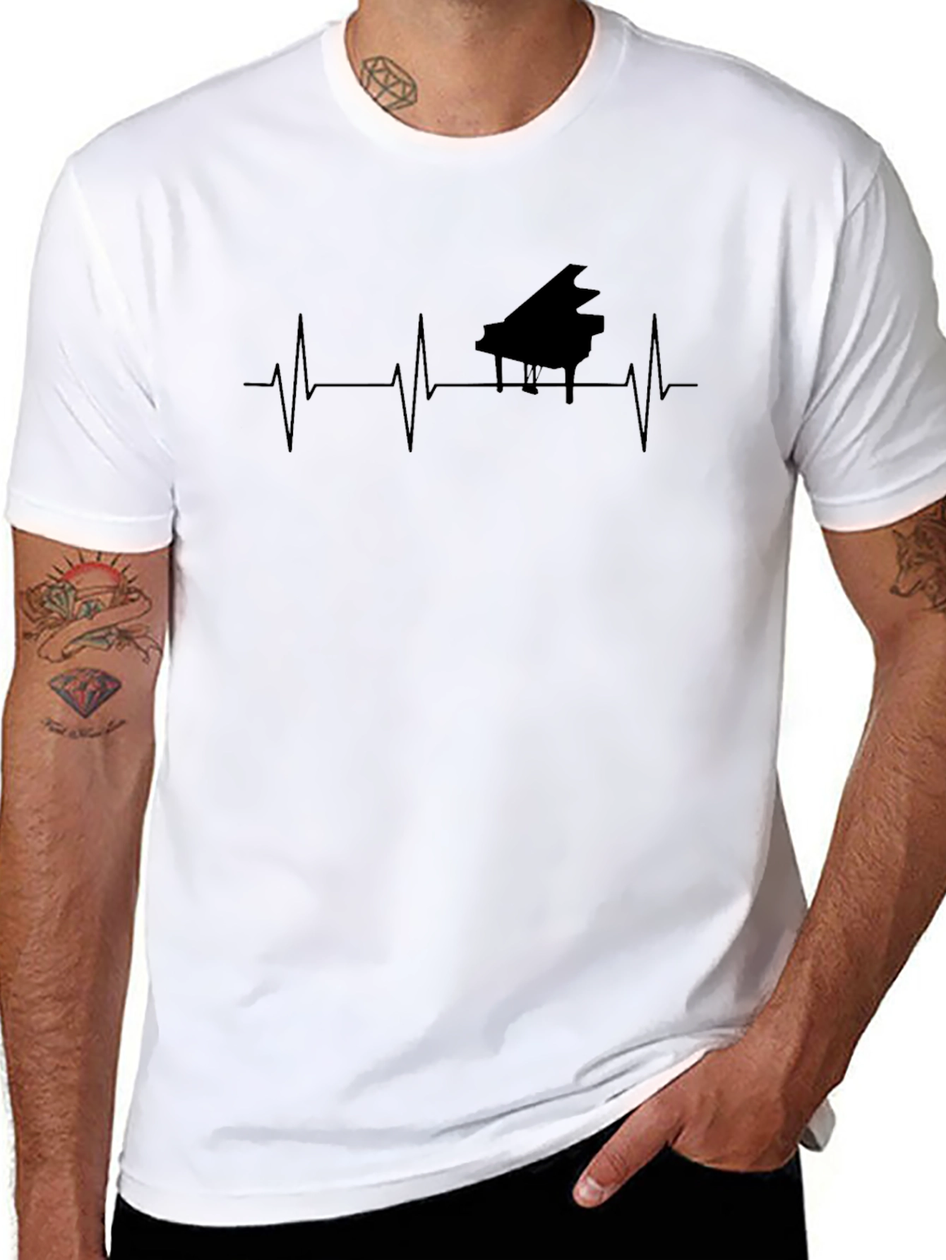 Piano Heartbeat Graphic Tee - Music Lovers Shirt