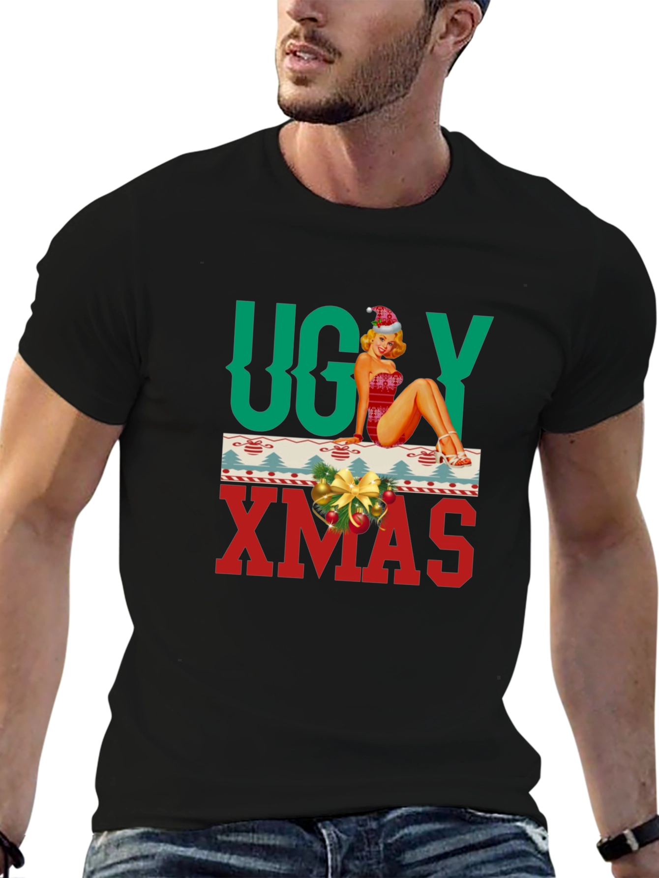 Ugly Xmas Pin-Up T-Shirt