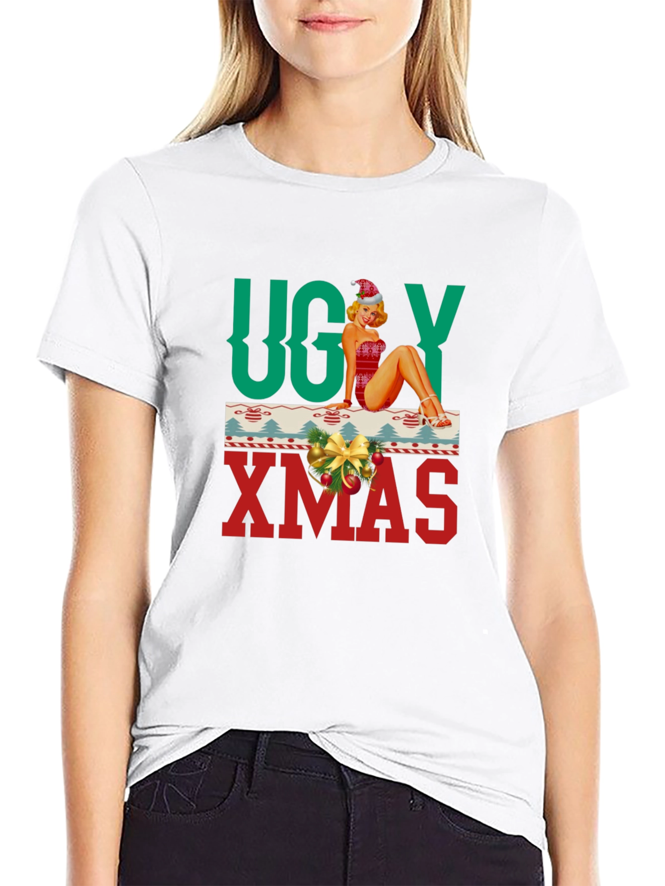 Ugly Xmas Pin-Up T-Shirt