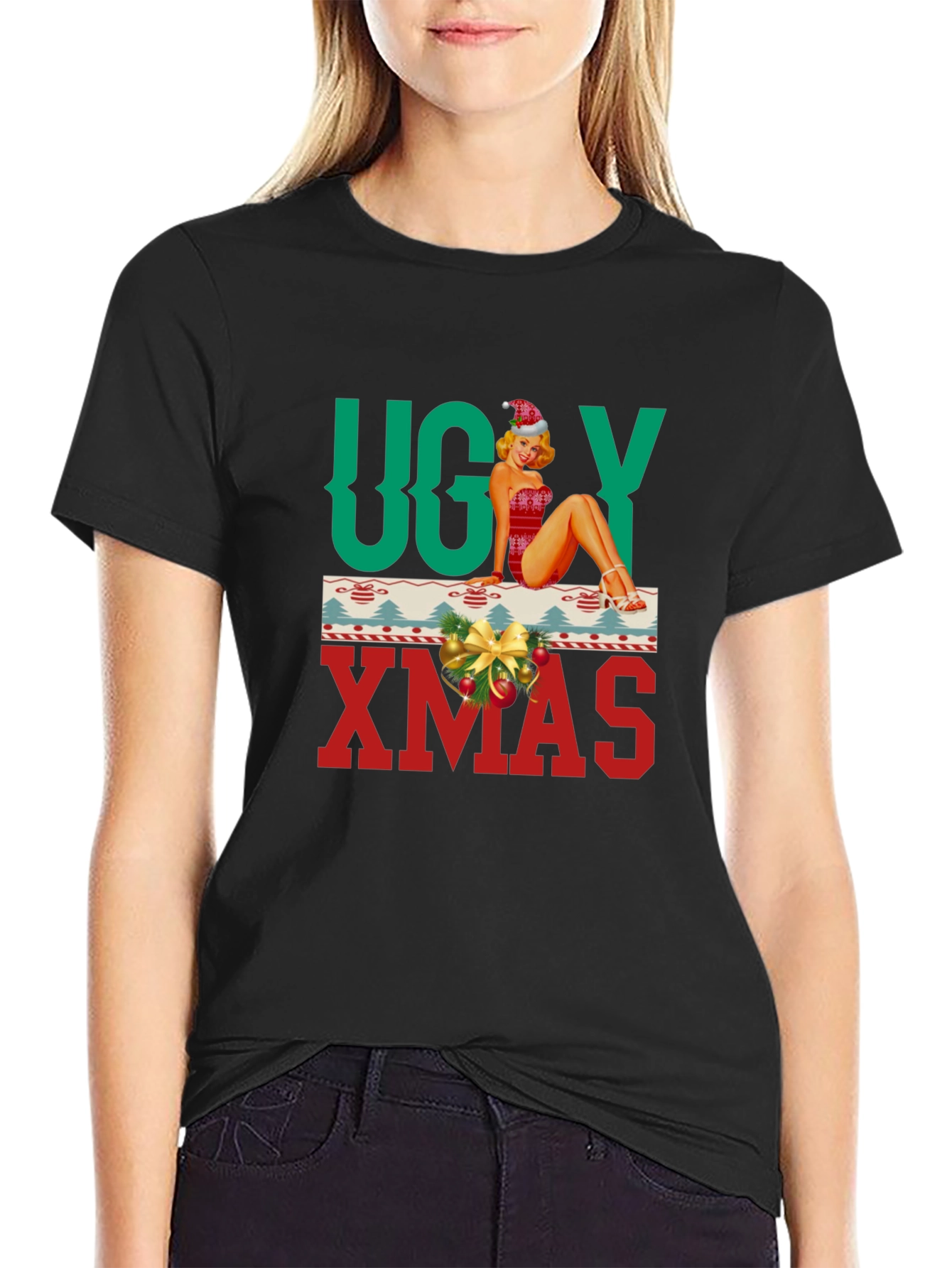 Ugly Xmas Pin-Up T-Shirt
