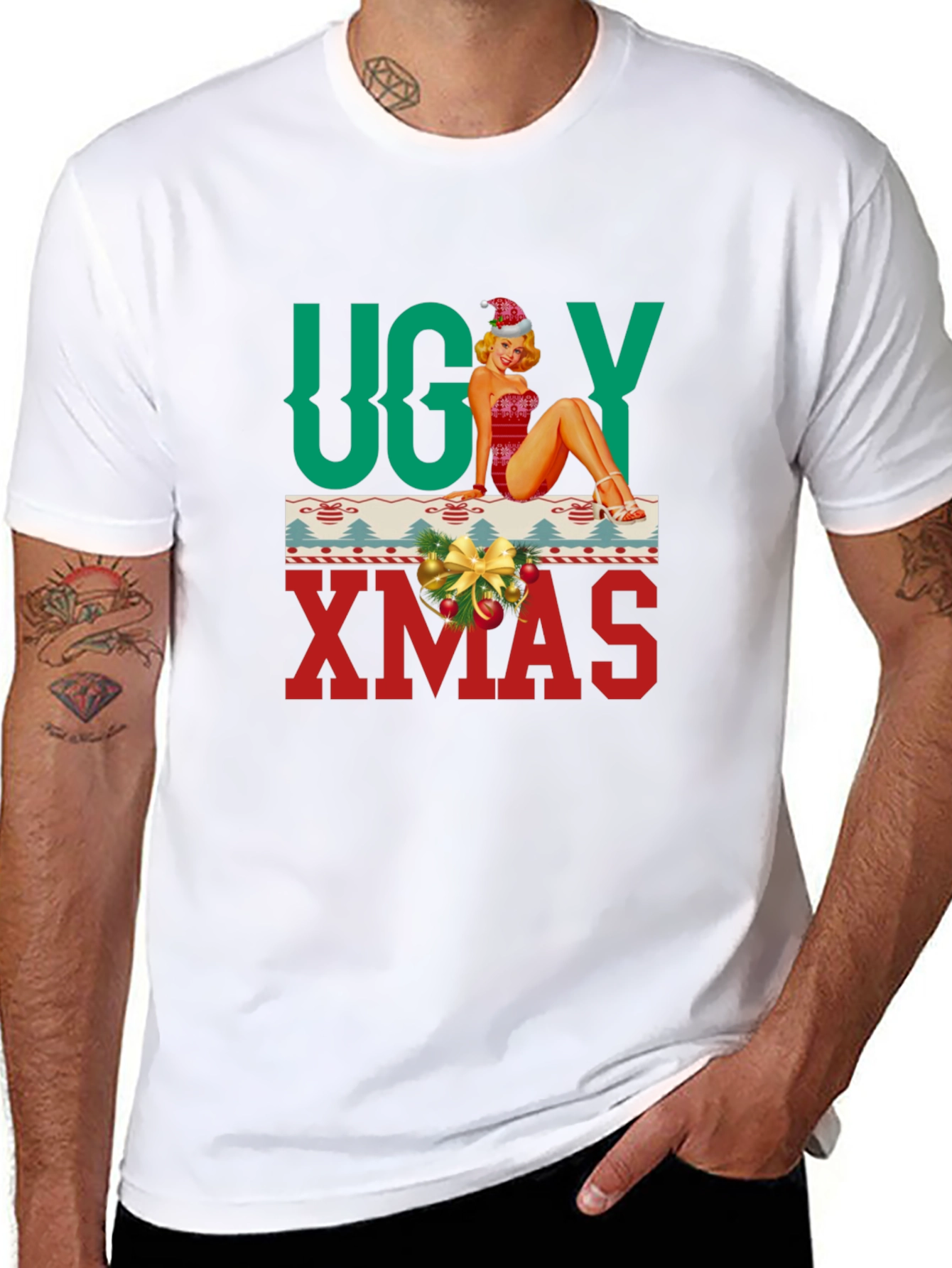 Ugly Xmas Pin-Up T-Shirt