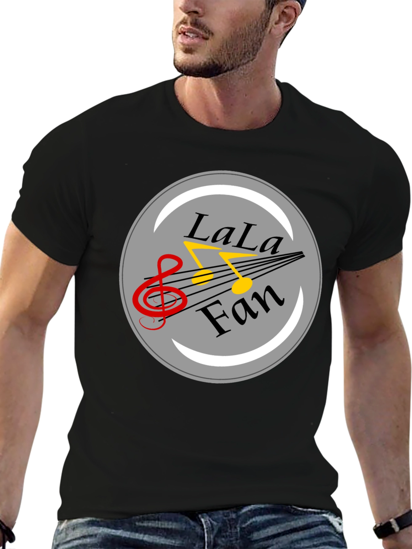 LaLa Fan Music Graphic Black T-Shirt