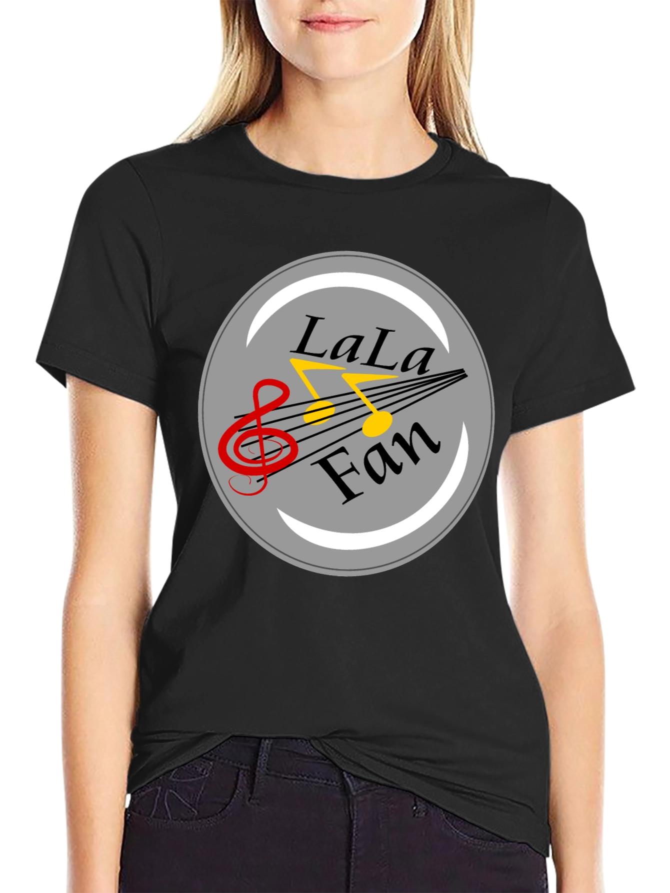 LaLa Fan Music Graphic Black T-Shirt
