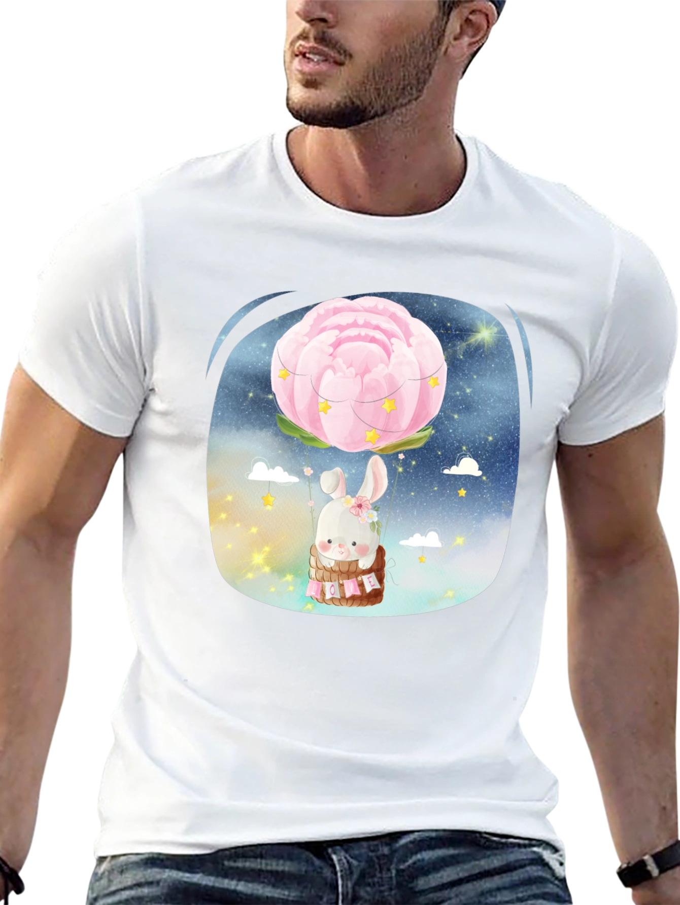 Cute Bunny Flower Balloon T-Shirt