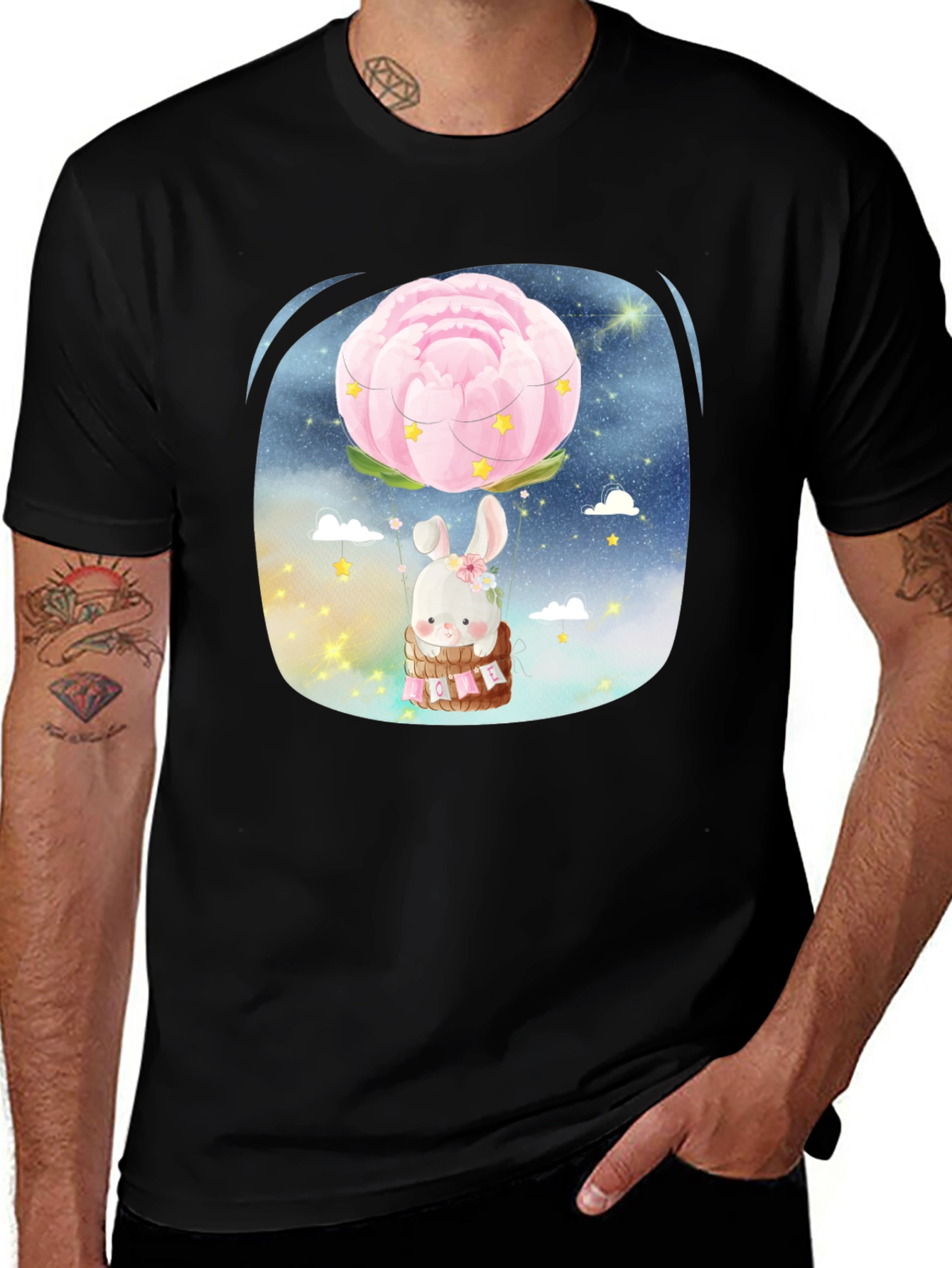 Cute Bunny Flower Balloon T-Shirt
