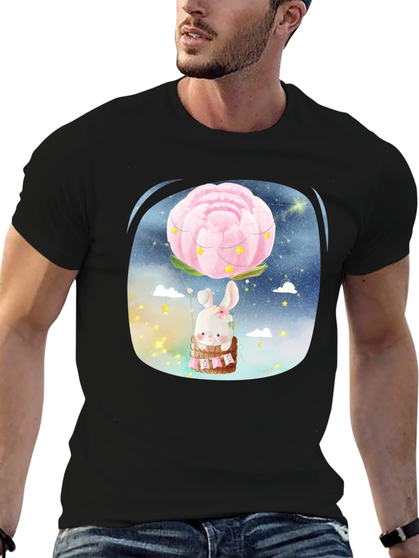 Cute Bunny Flower Balloon T-Shirt