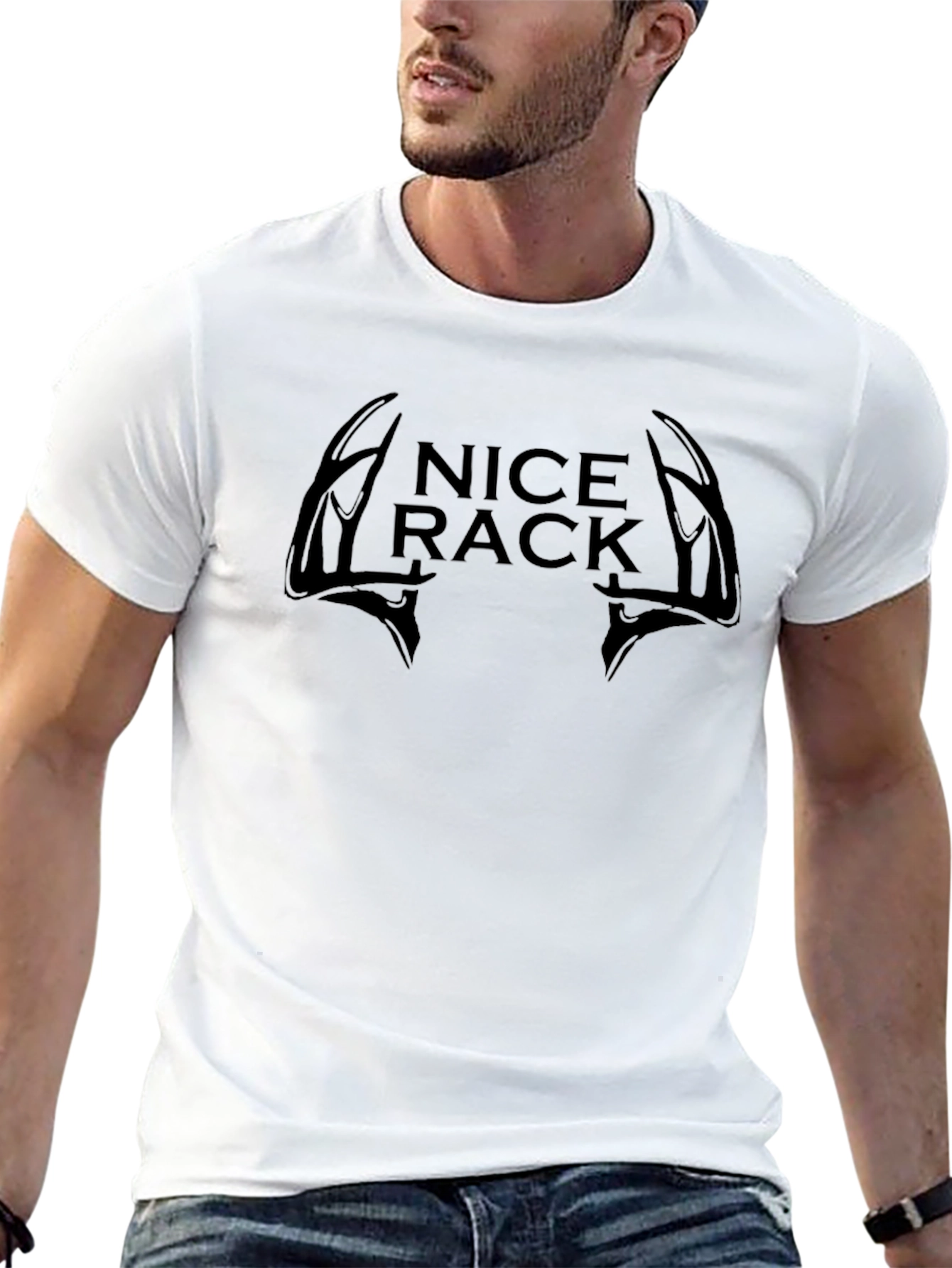 Funny Nice Rack Deer Antler T-Shirt - Black