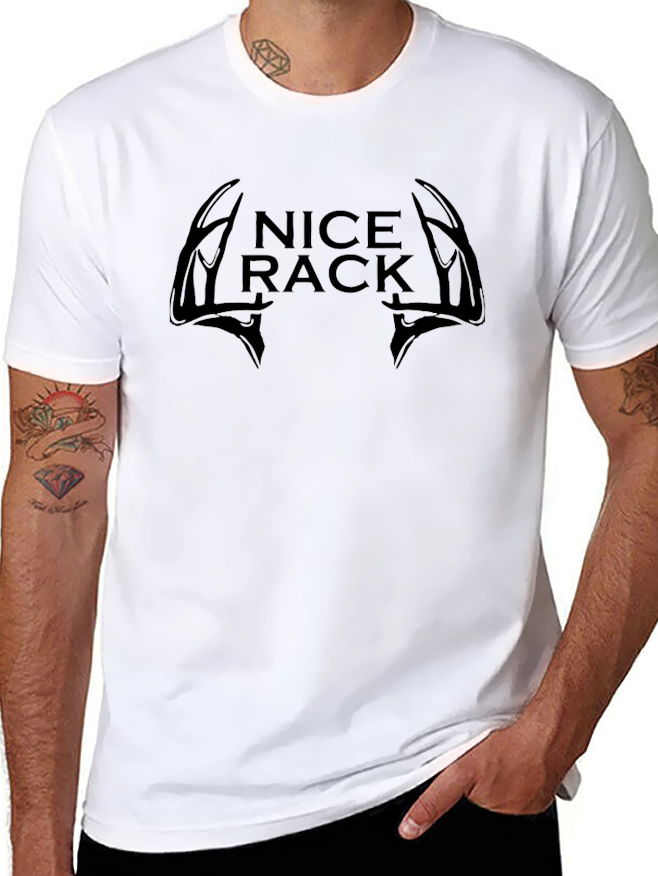 Funny Nice Rack Deer Antler T-Shirt - Black