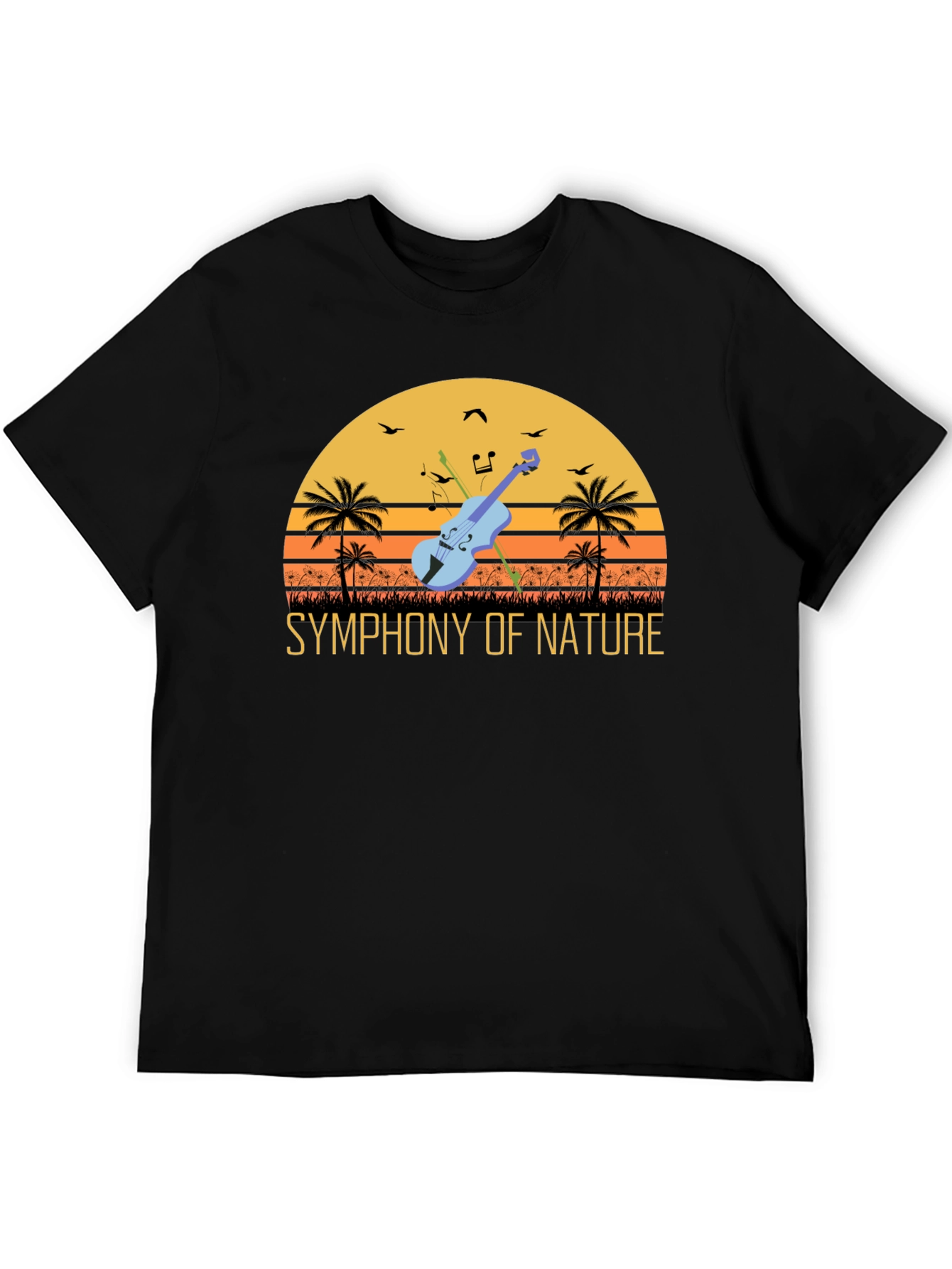 Symphony of Nature T-Shirt - Musical Sunset Design