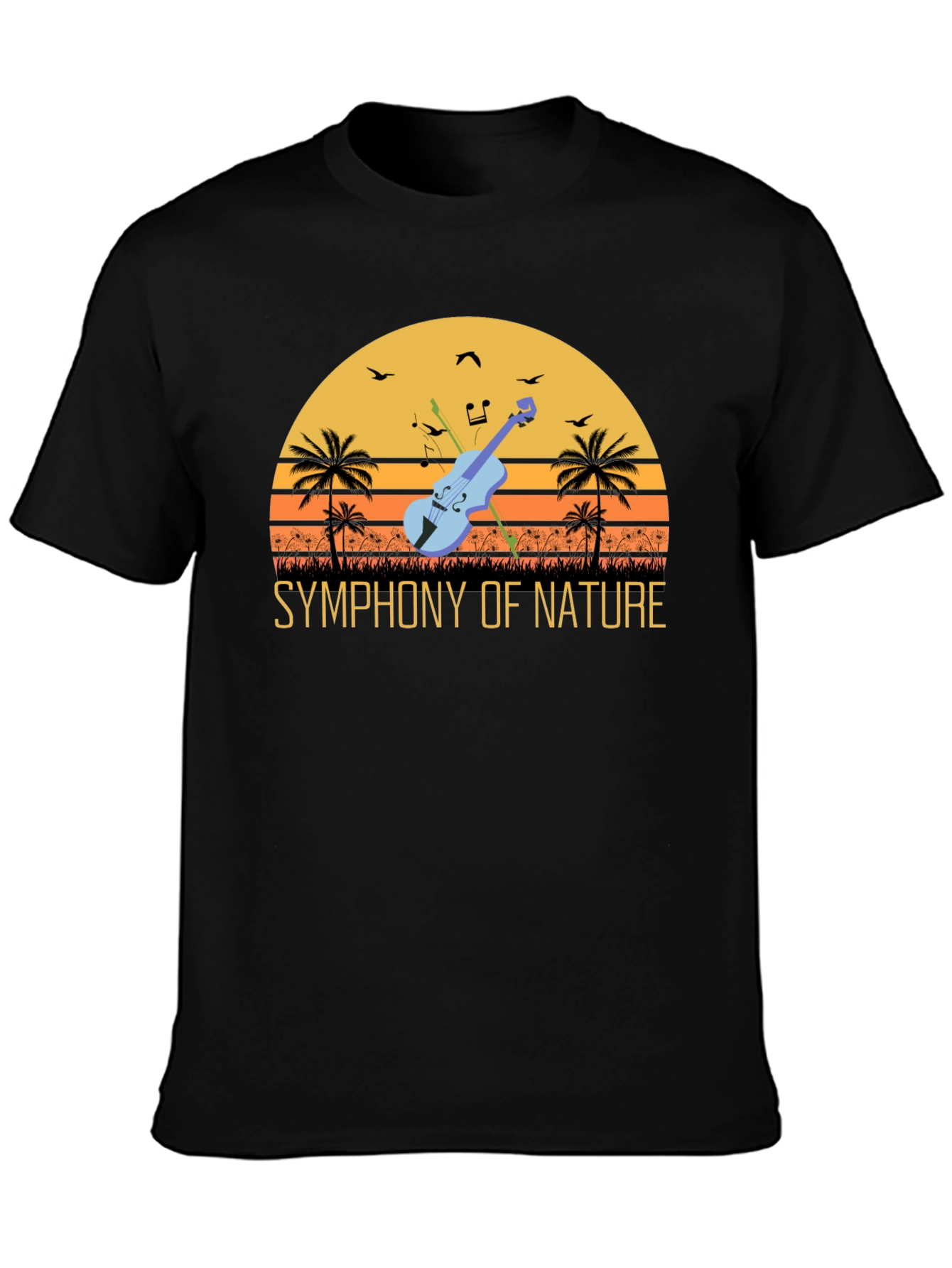 Symphony of Nature T-Shirt - Musical Sunset Design