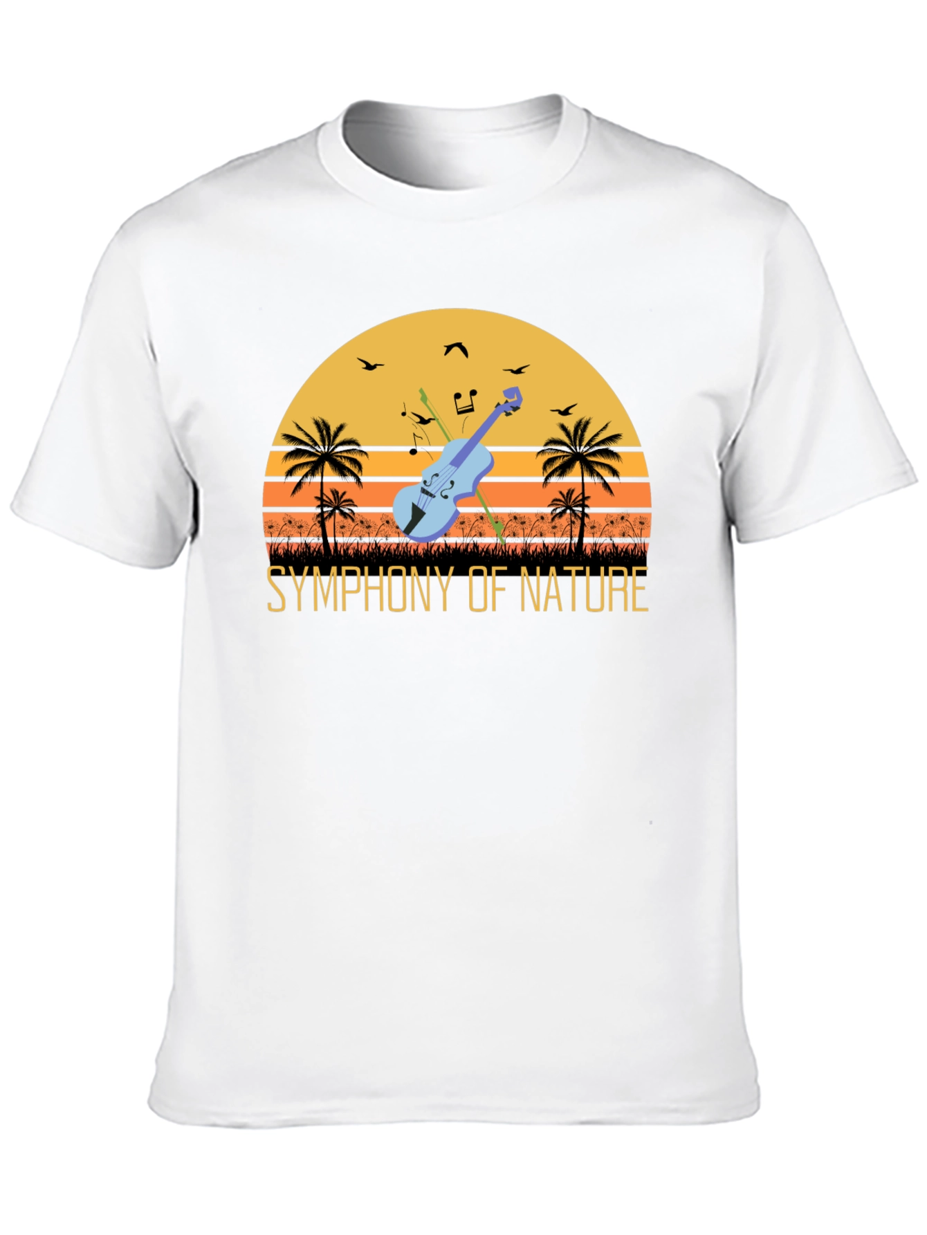 Symphony of Nature T-Shirt - Musical Sunset Design