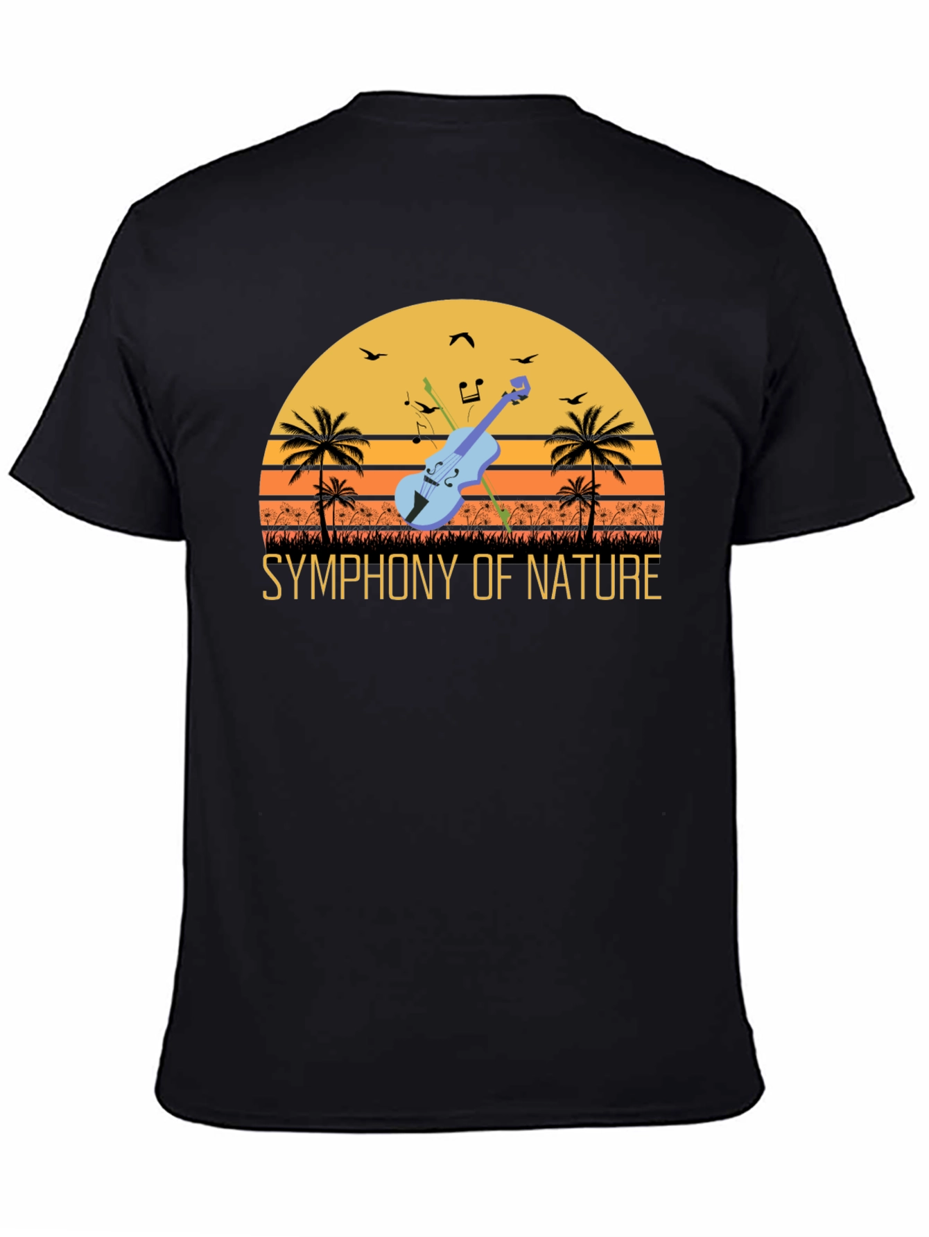Symphony of Nature T-Shirt - Musical Sunset Design