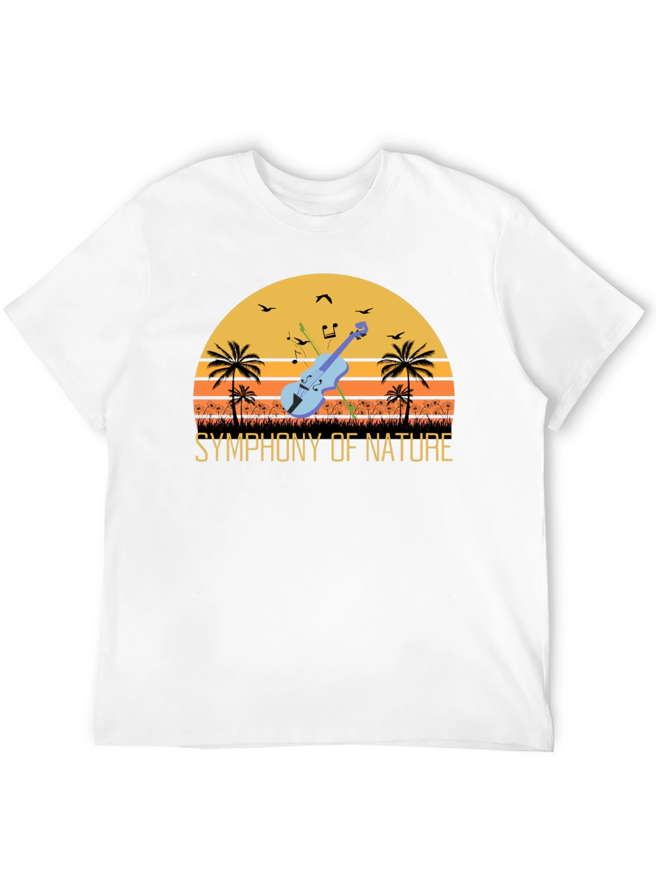 Symphony of Nature T-Shirt - Musical Sunset Design