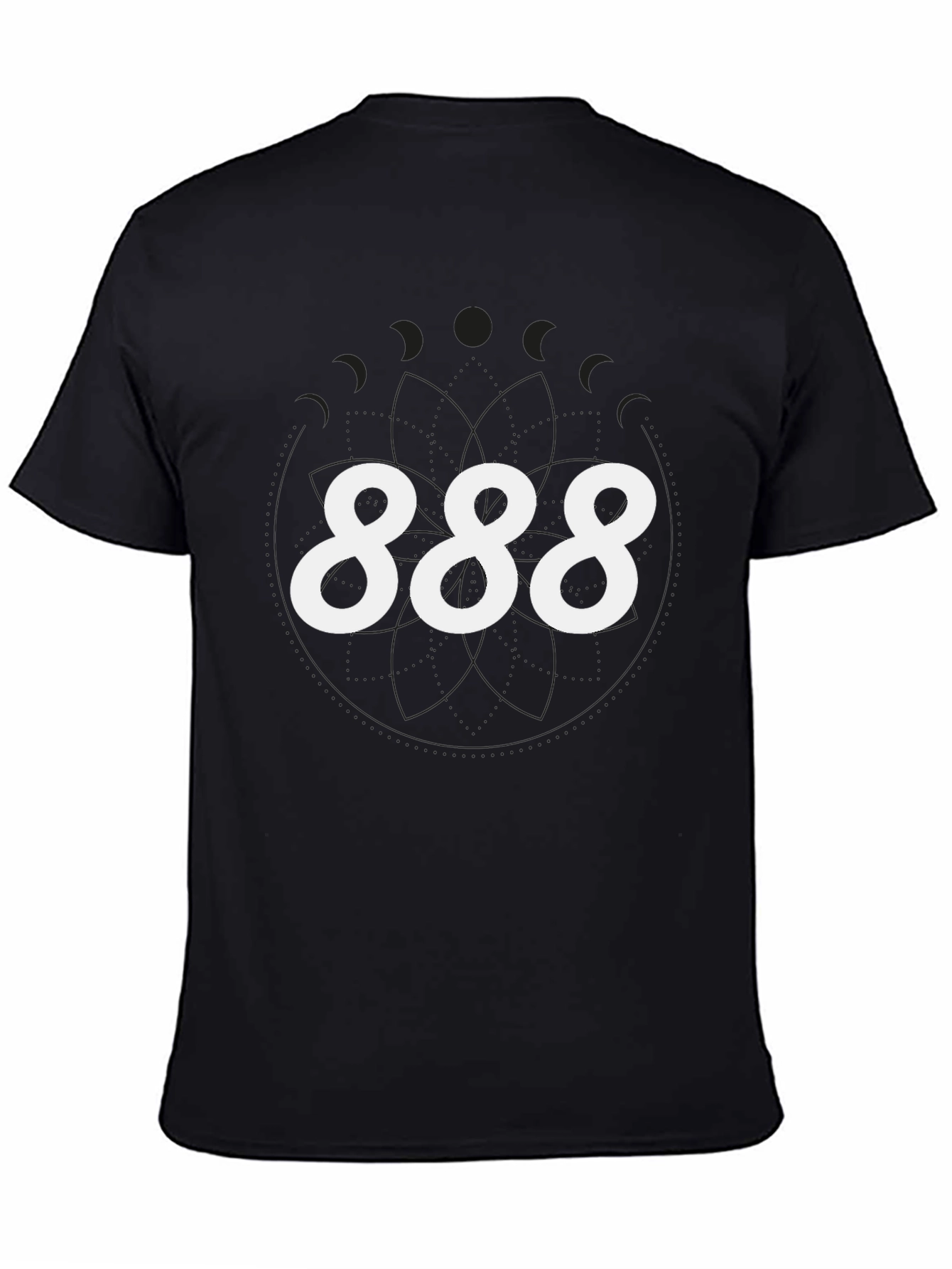 888 Graphic Tee - Black Crewneck Casual T-Shirt