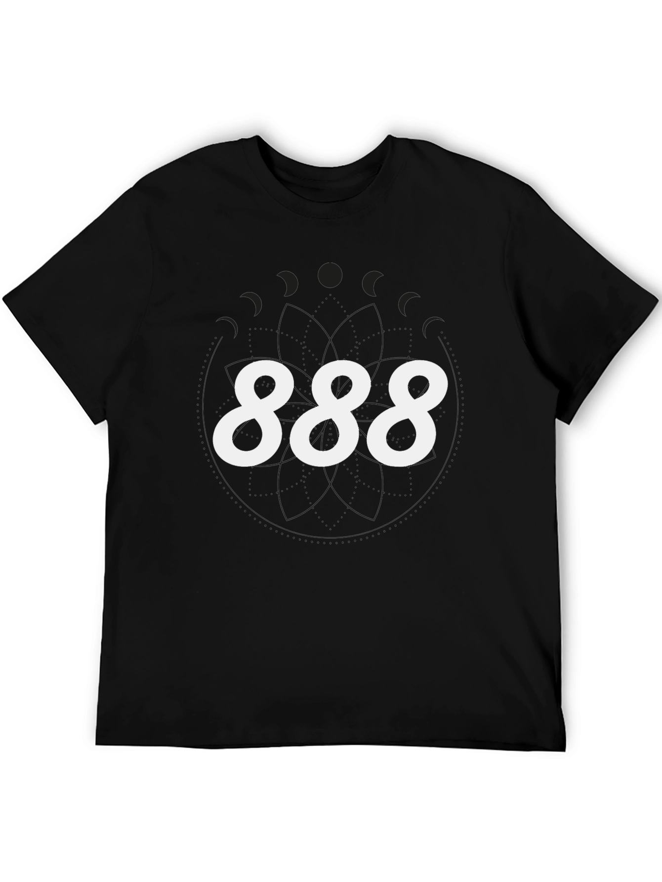 888 Graphic Tee - Black Crewneck Casual T-Shirt