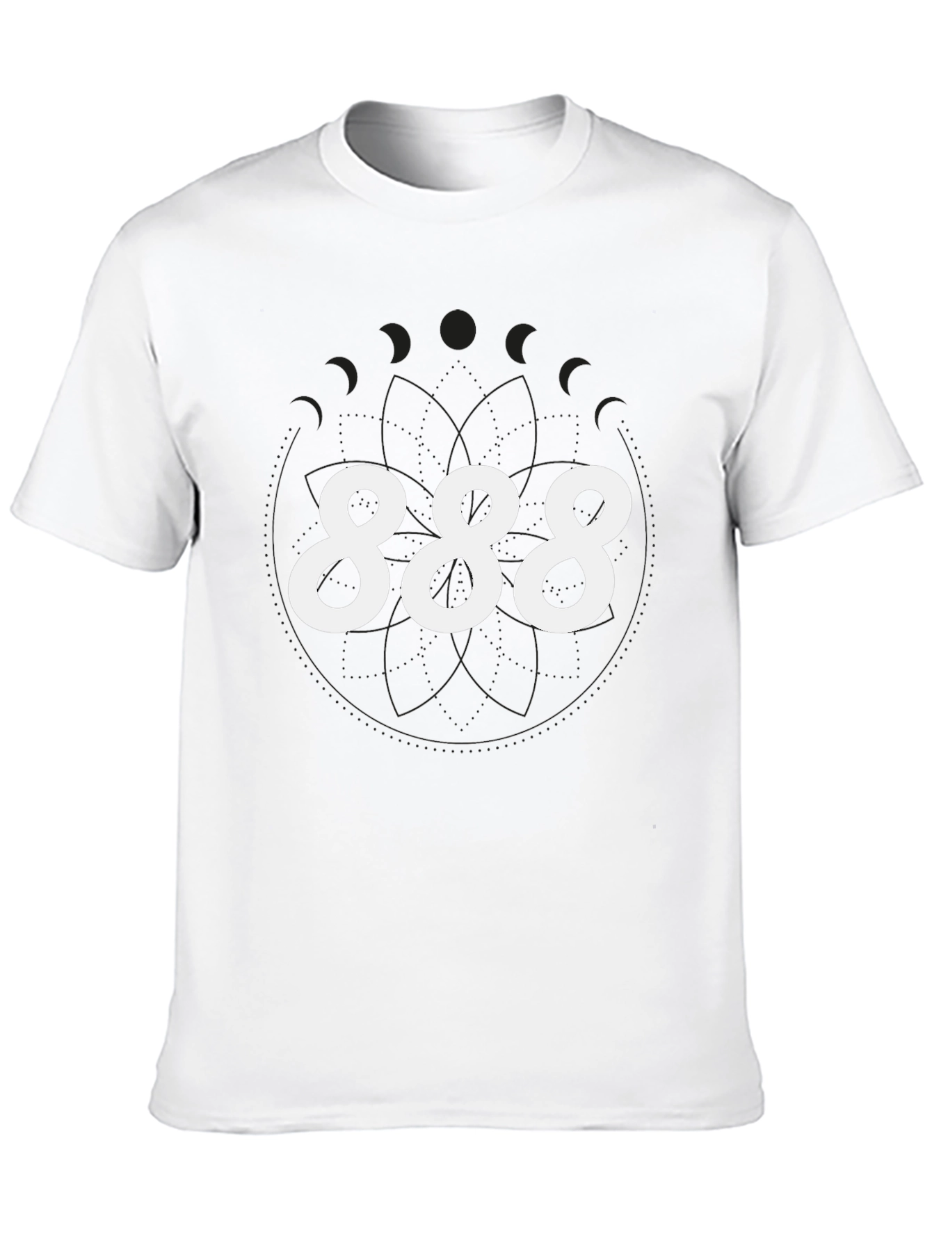 888 Graphic Tee - Black Crewneck Casual T-Shirt