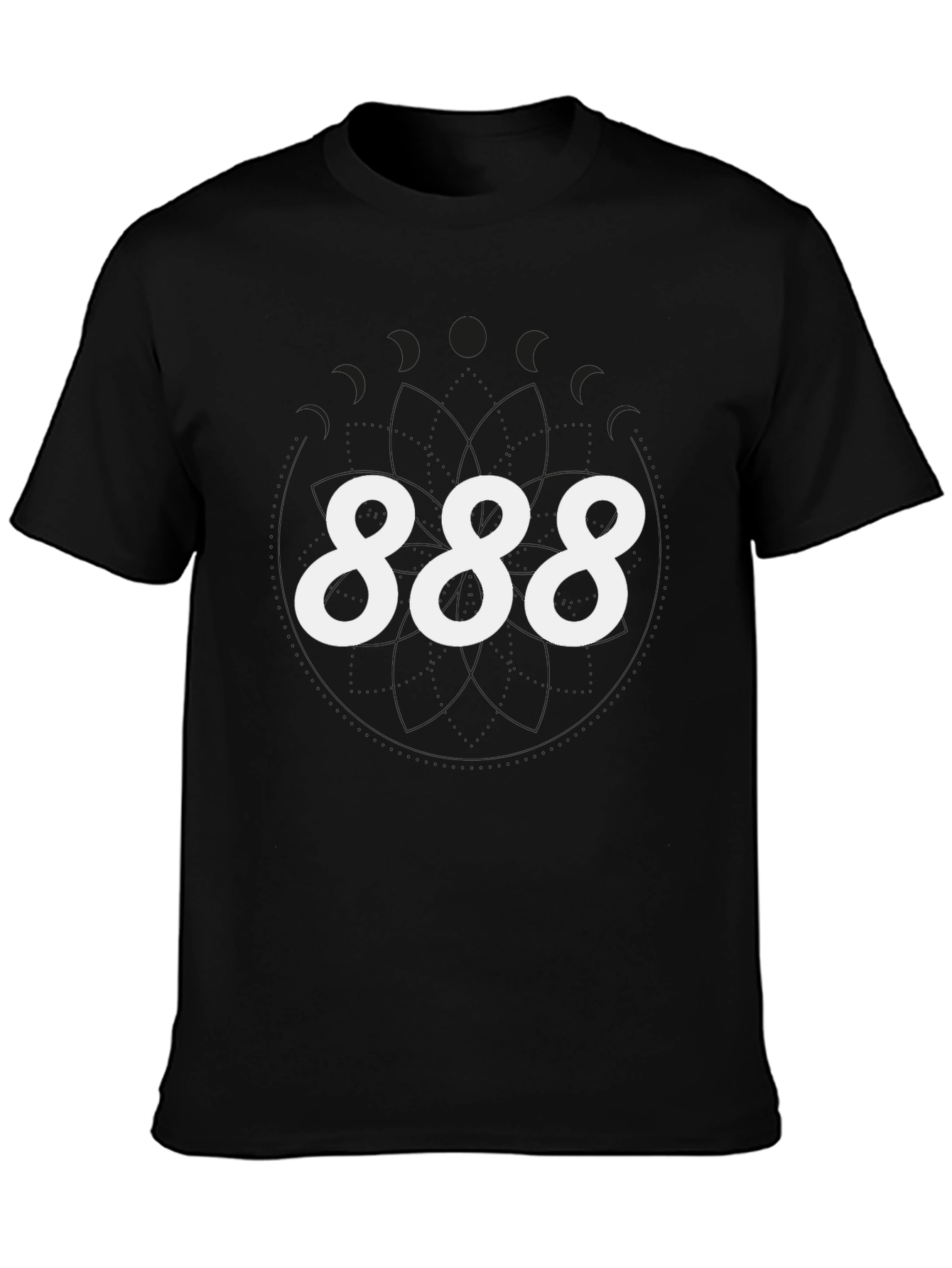 888 Graphic Tee - Black Crewneck Casual T-Shirt