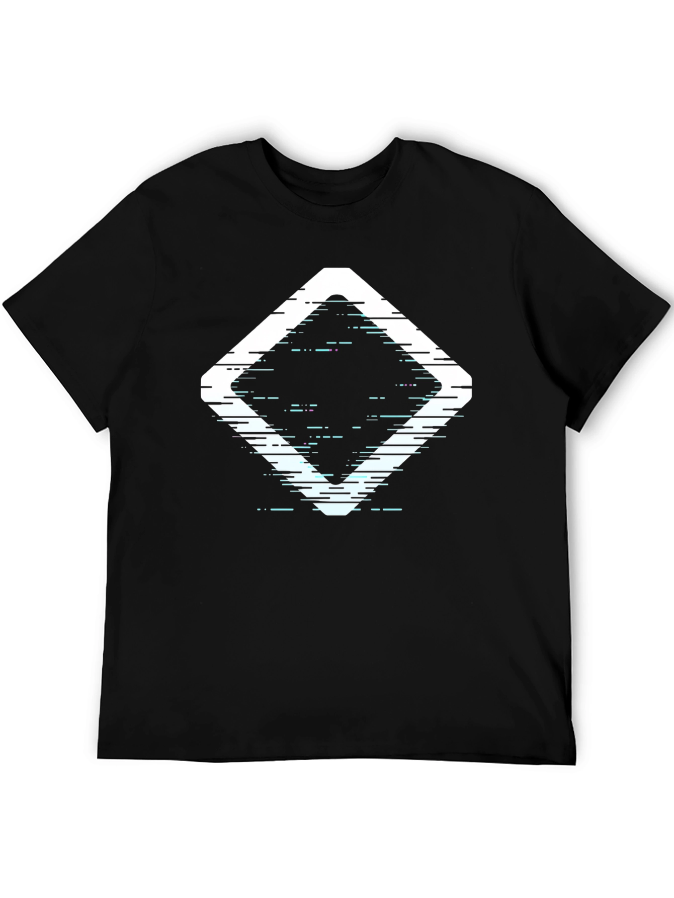 Abstract Diamond Graphic Print Black T-Shirt