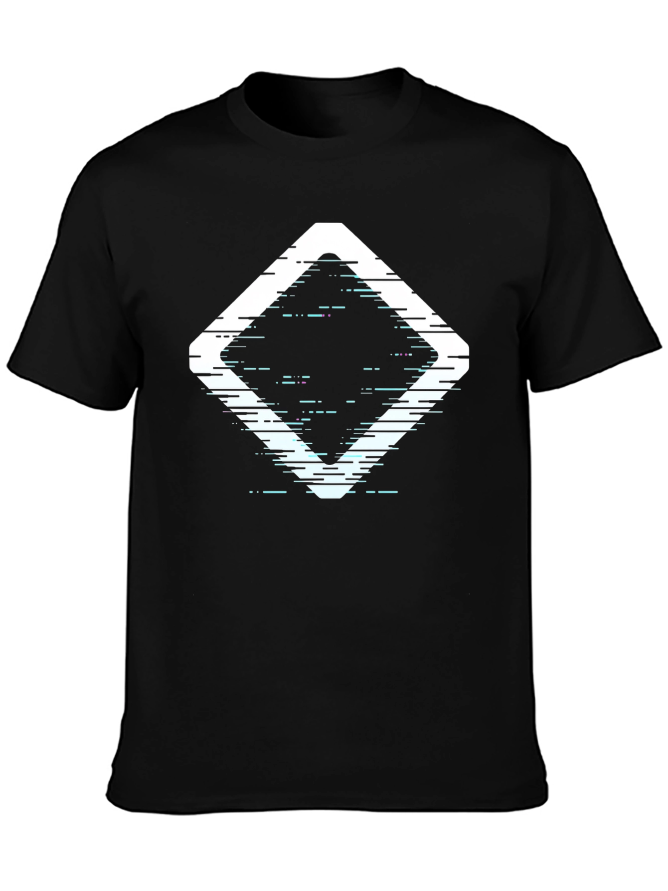 Abstract Diamond Graphic Print Black T-Shirt