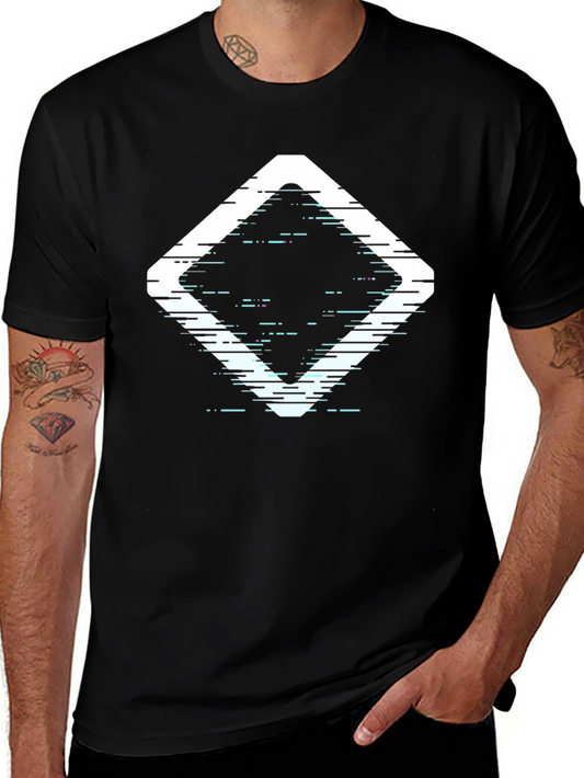Abstract Diamond Graphic Print Black T-Shirt