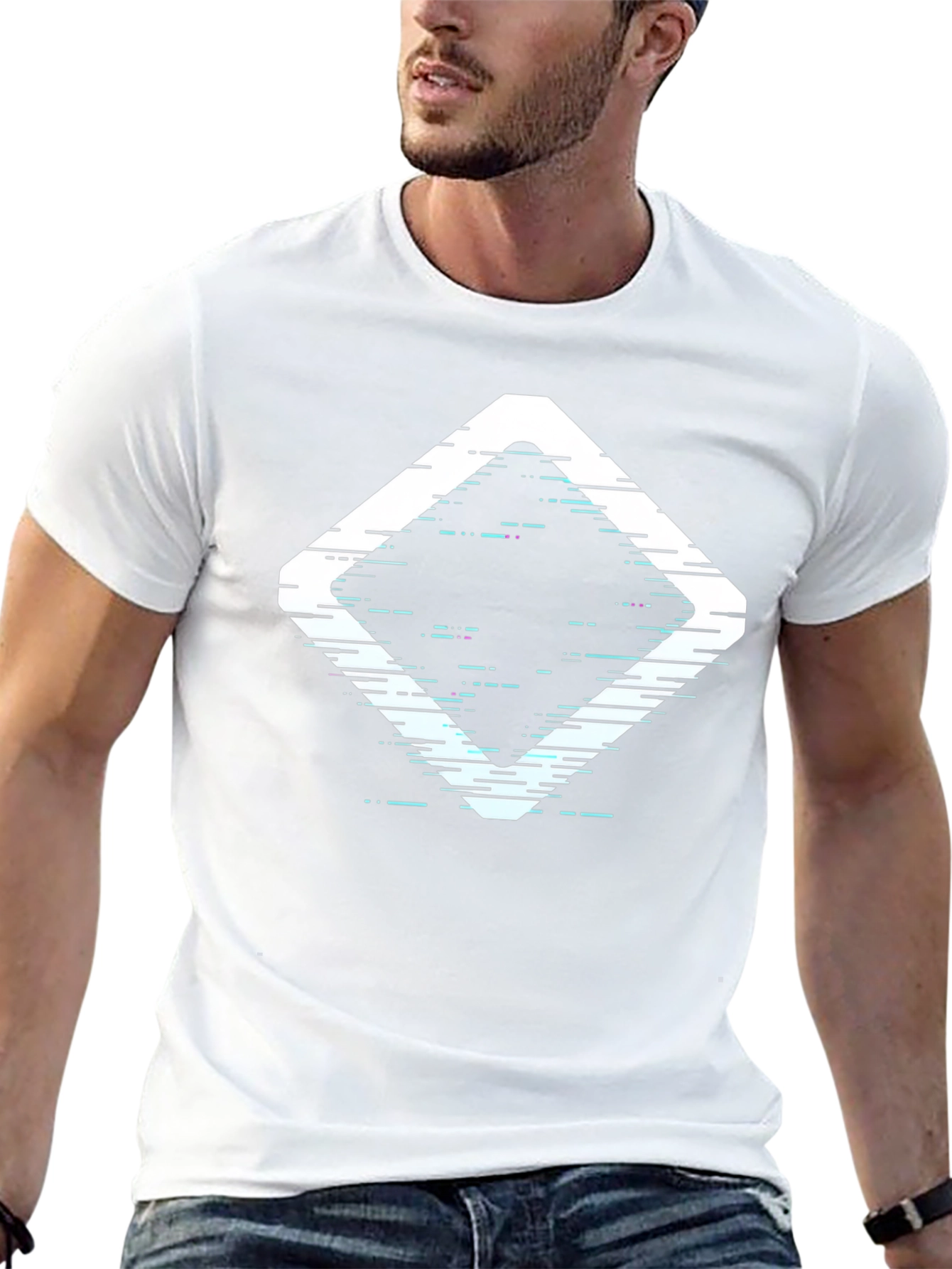 Abstract Diamond Graphic Print Black T-Shirt