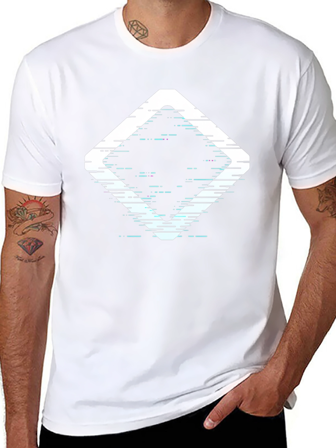 Abstract Diamond Graphic Print Black T-Shirt