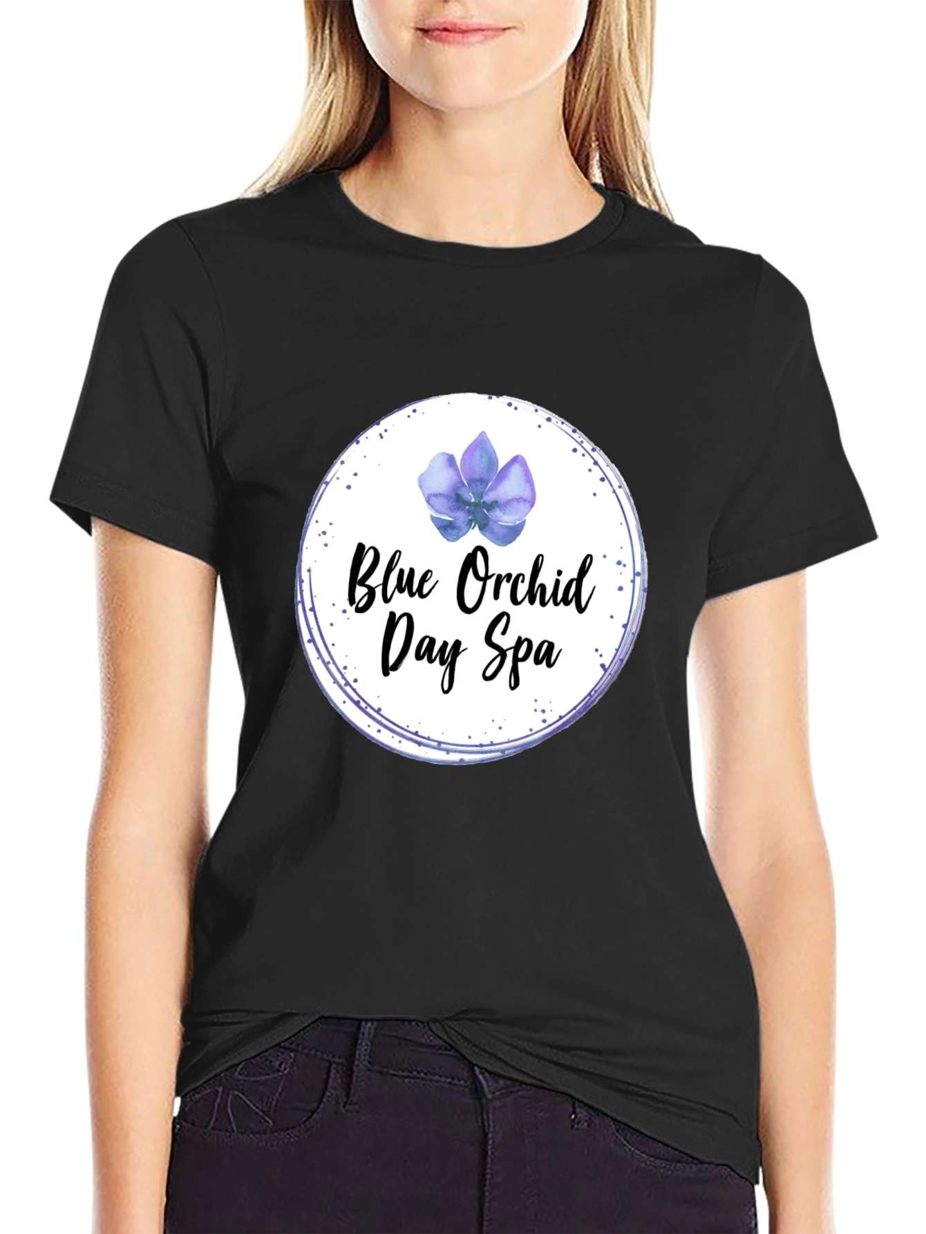 Blue Orchid Day Spa Black T-Shirt