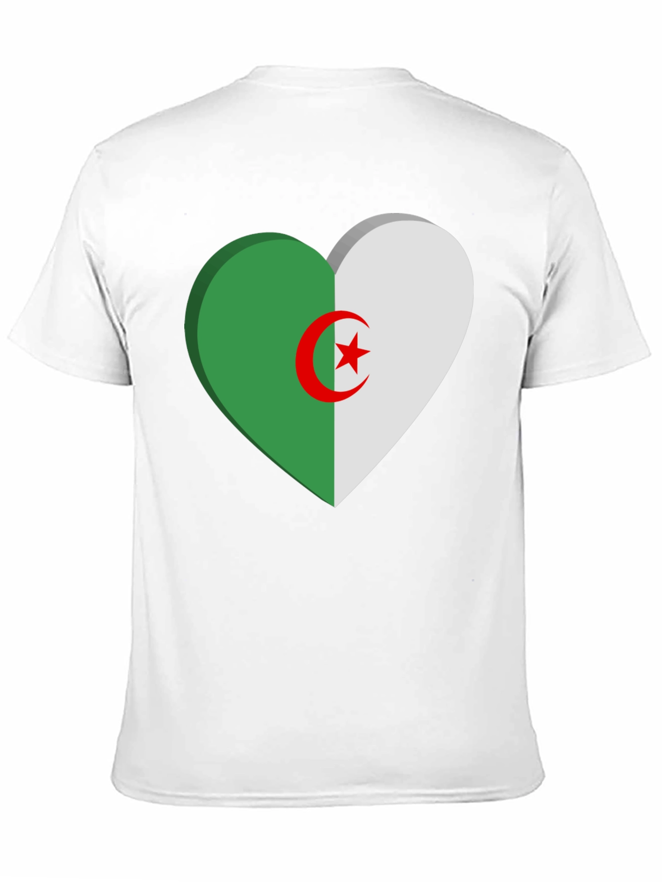 Algeria Flag Heart T-Shirt - Black