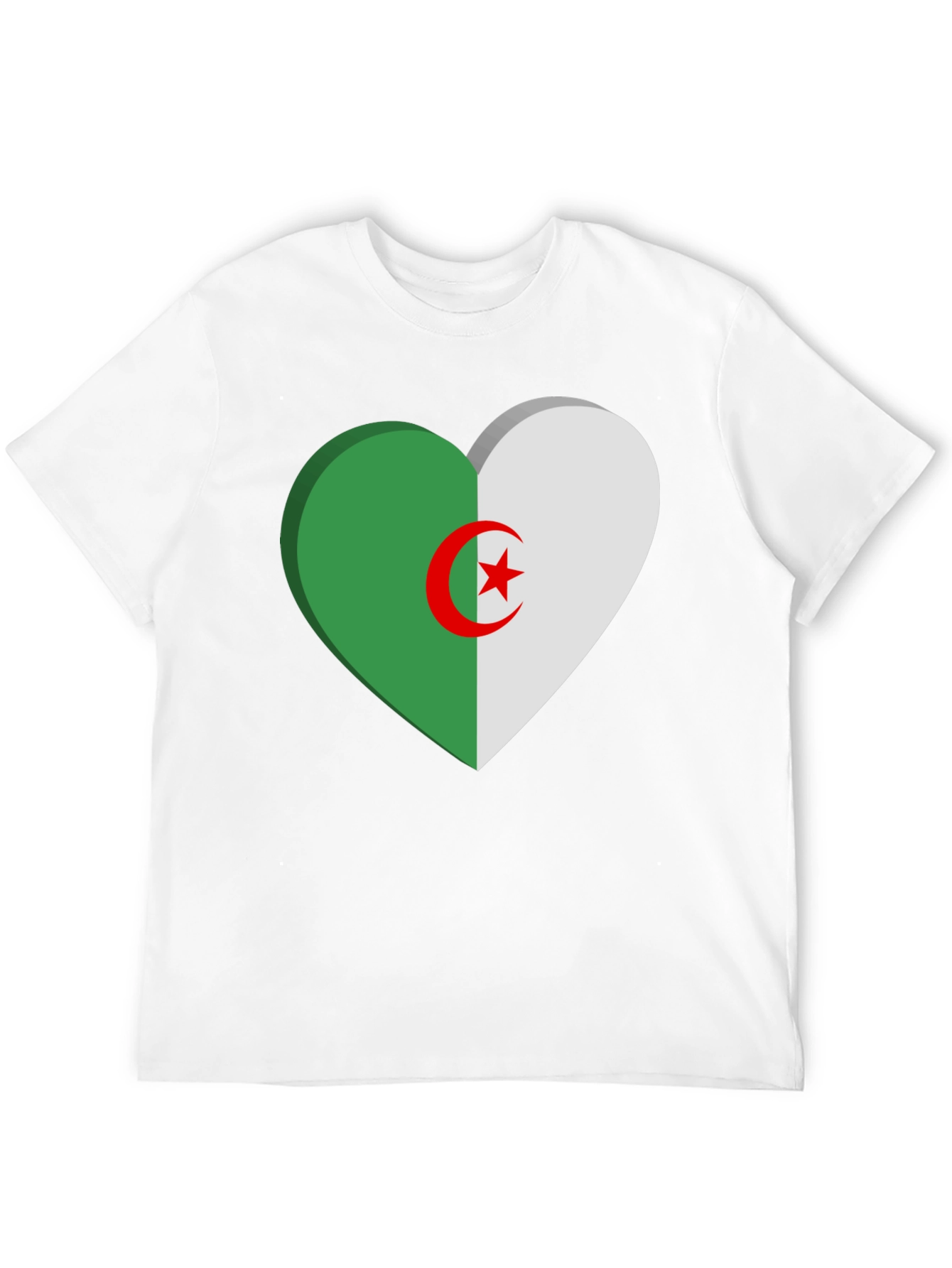 Algeria Flag Heart T-Shirt - Black