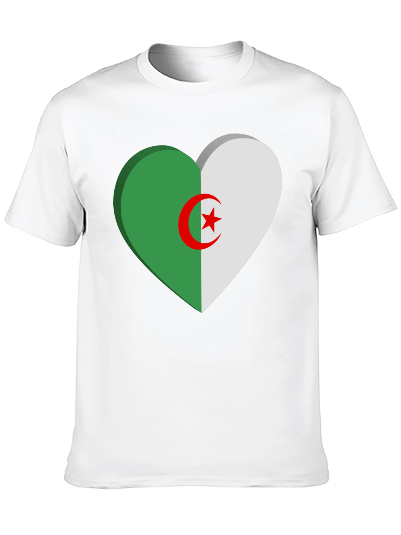 Algeria Flag Heart T-Shirt - Black