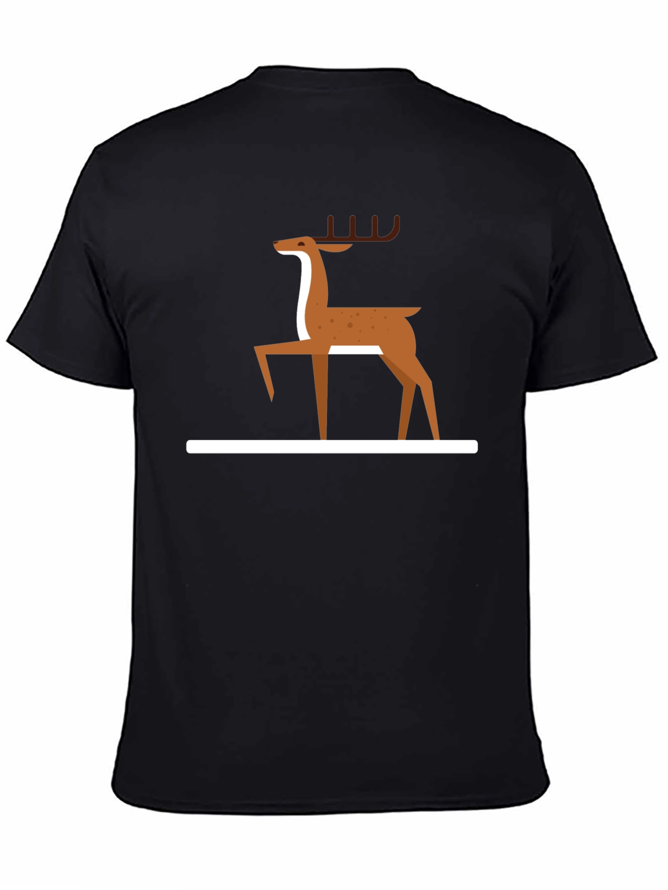 Minimalist Deer Graphic T-Shirt - Black