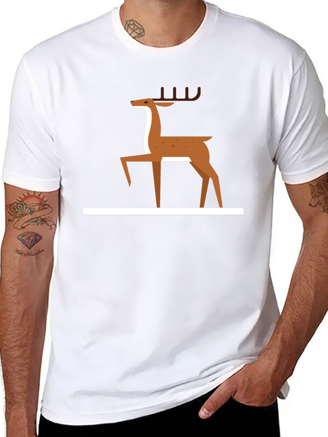 Minimalist Deer Graphic T-Shirt - Black