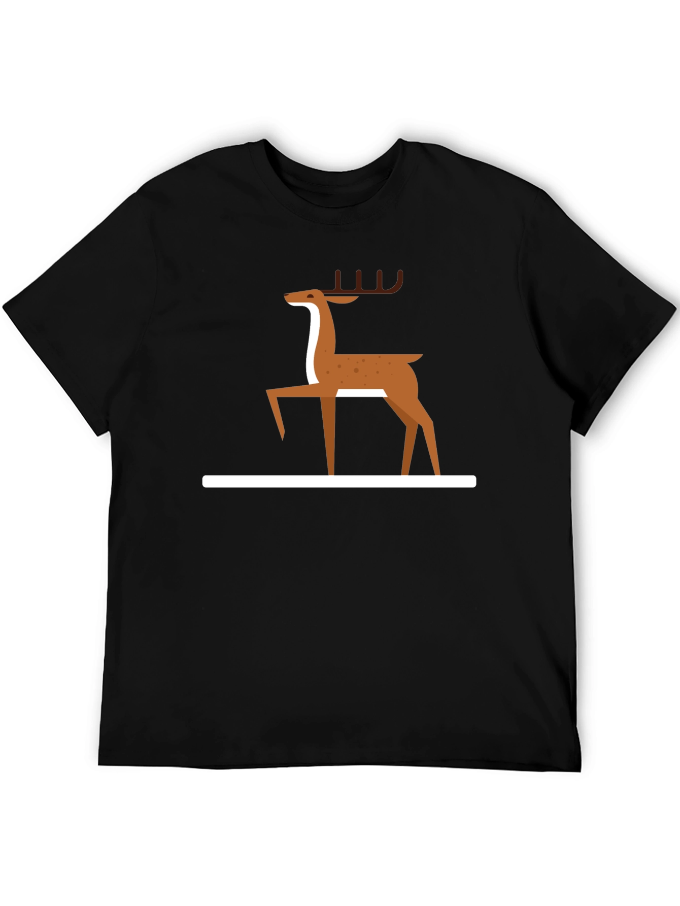 Minimalist Deer Graphic T-Shirt - Black